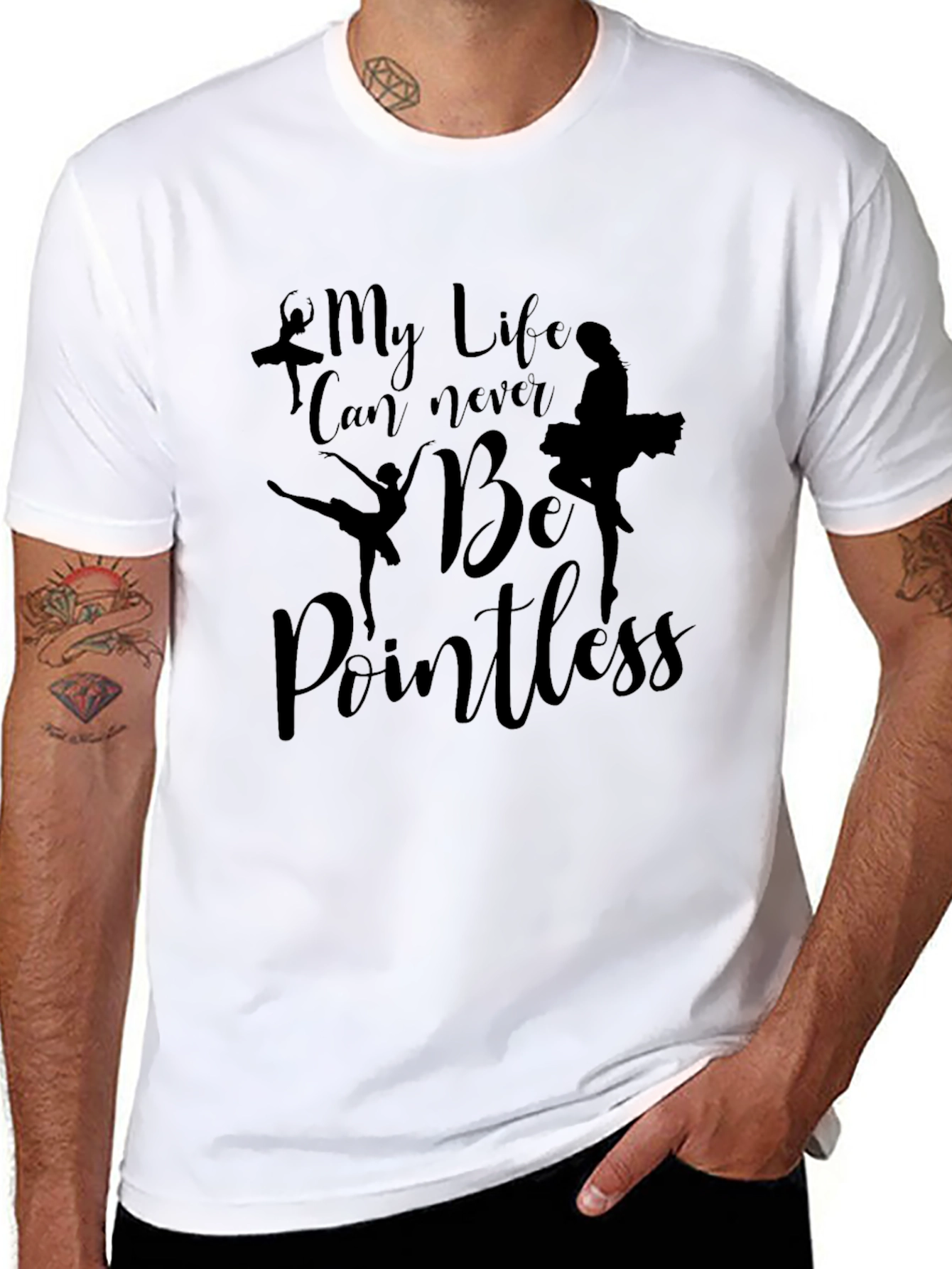 Black Ballet Dancer "My Life Can Never Be Pointless" Graphic Tee view 8