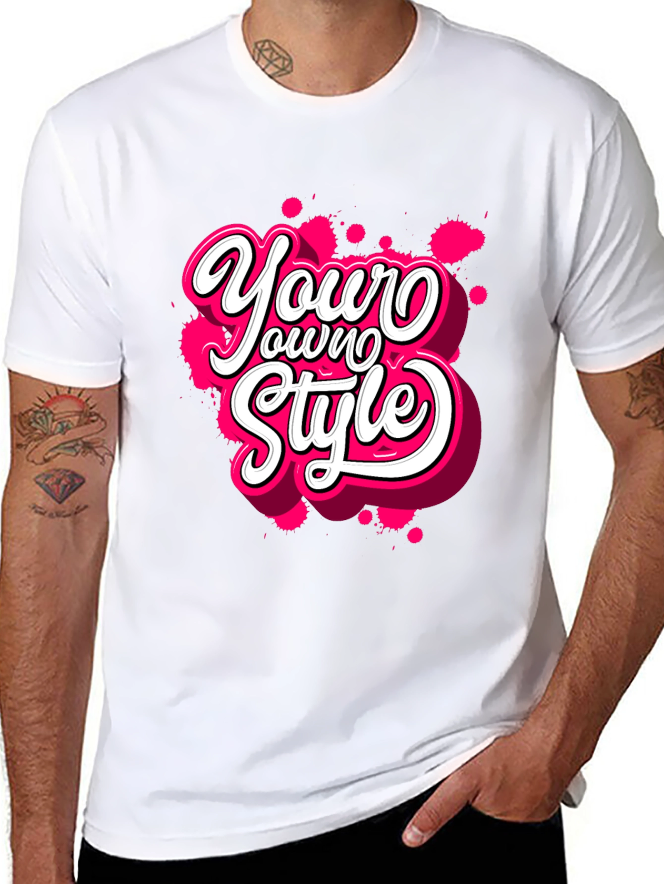 Black Your Own Style Graphic Tee - Black Cotton T-Shirt view 8