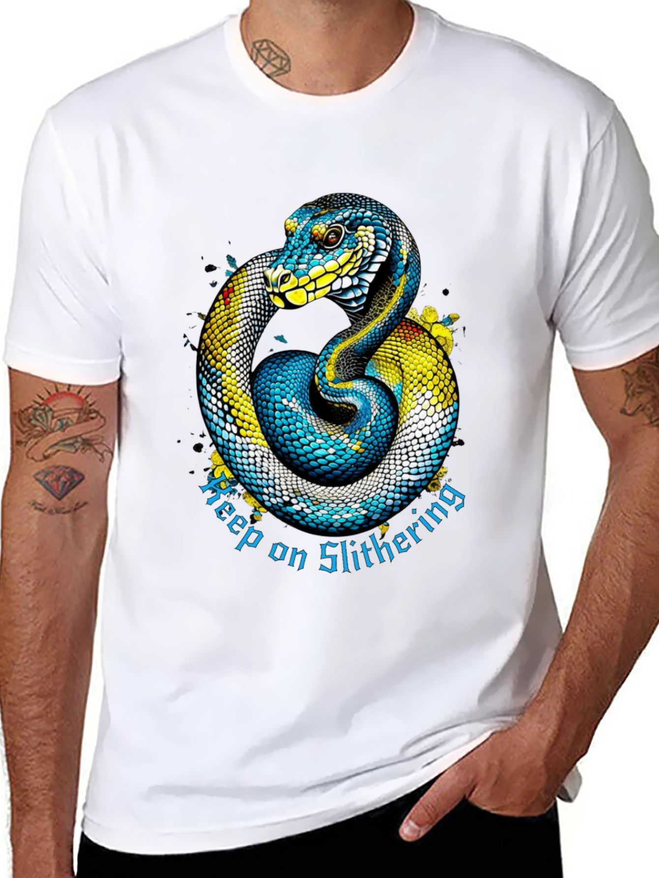 Black Keep on Slithering Snake Graphic Tee view 8