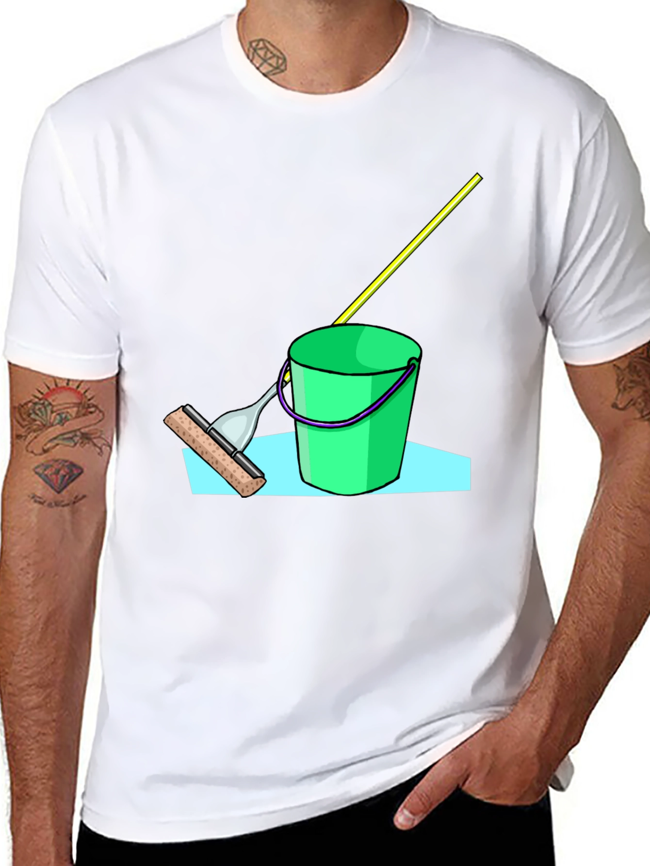 Black Mop Bucket Graphic T-Shirt view 8