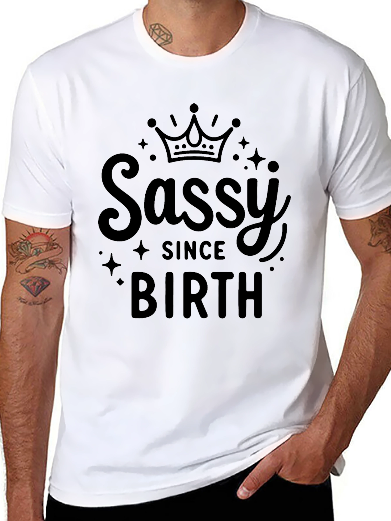 Black Sassy Since Birth Black Graphic Tee view 8