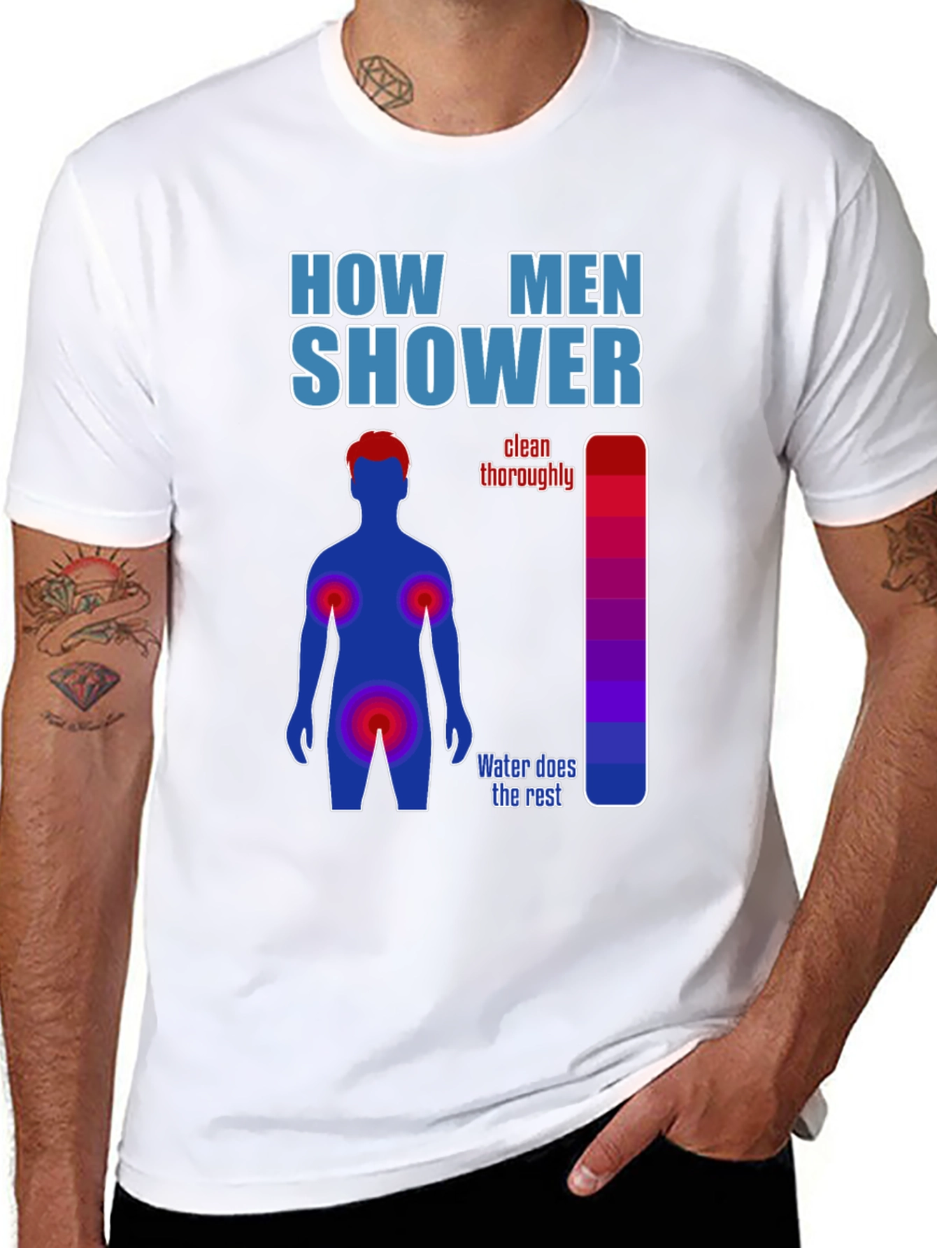 Black Humorous Men's Shower Guide T-Shirt view 8