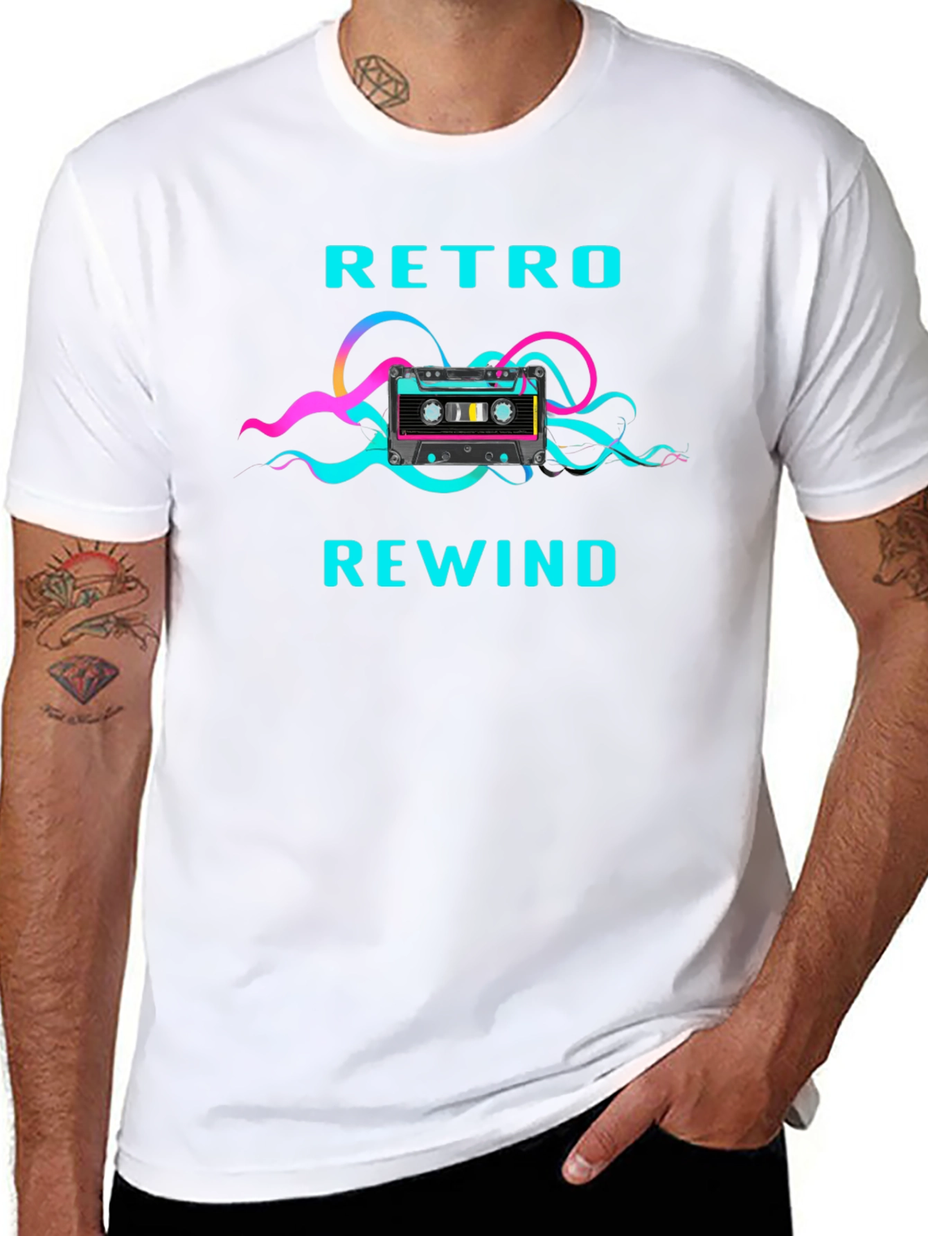Black Retro Rewind Graphic Tee view 8