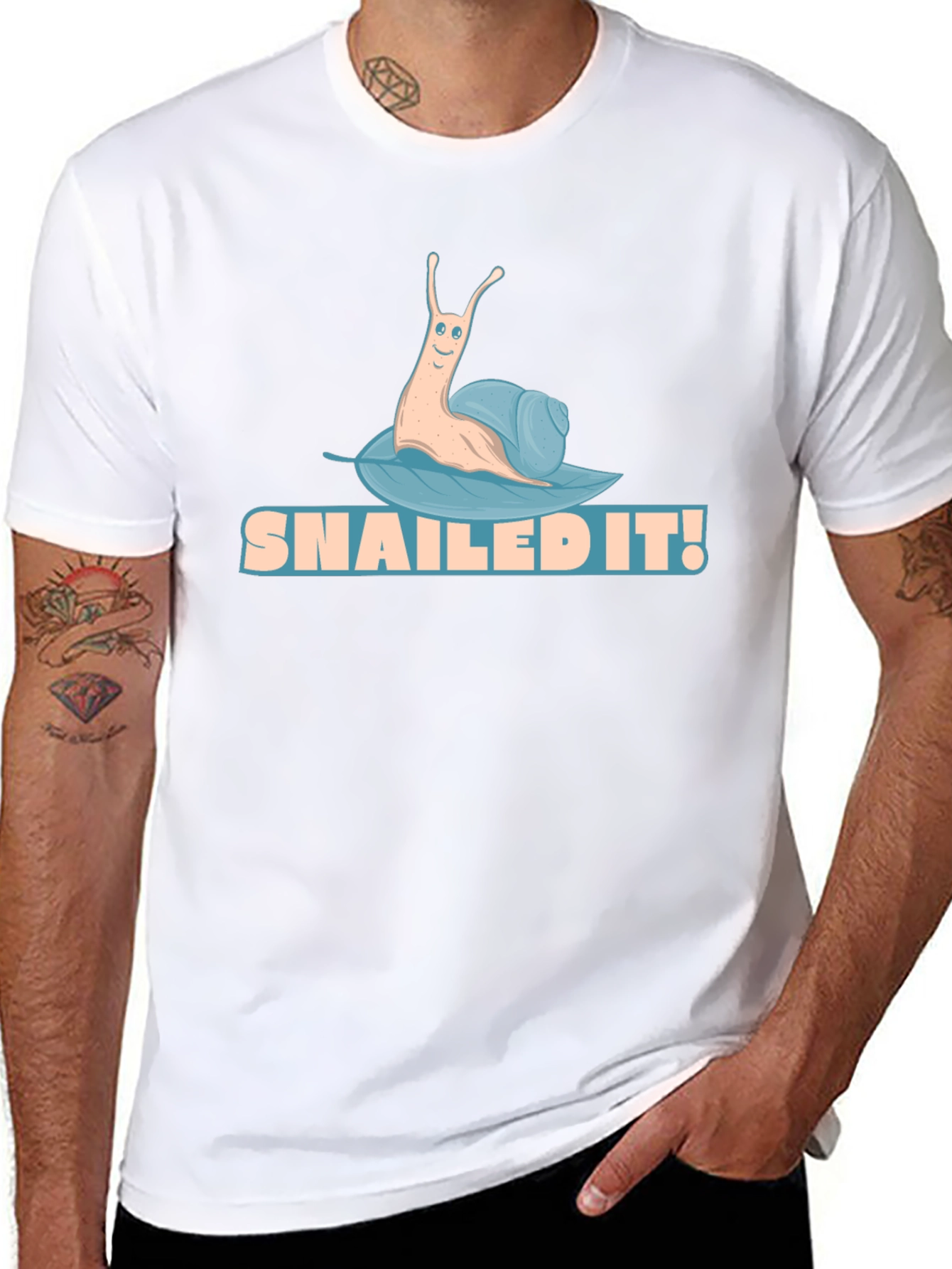 Black Snailed It! Funny Snail Graphic Tee view 8