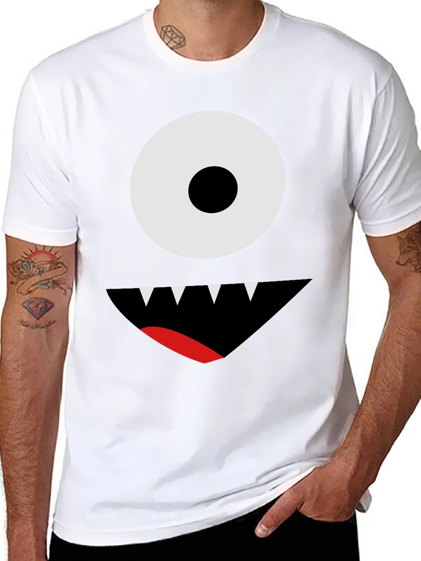 Black One-Eyed Monster Graphic Tee - Black Cotton T-Shirt view 8