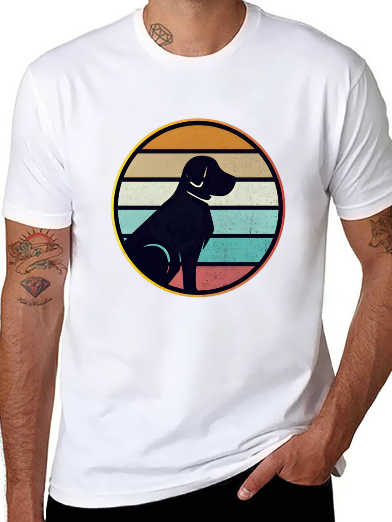 Black Retro Dog Silhouette T-Shirt view 8