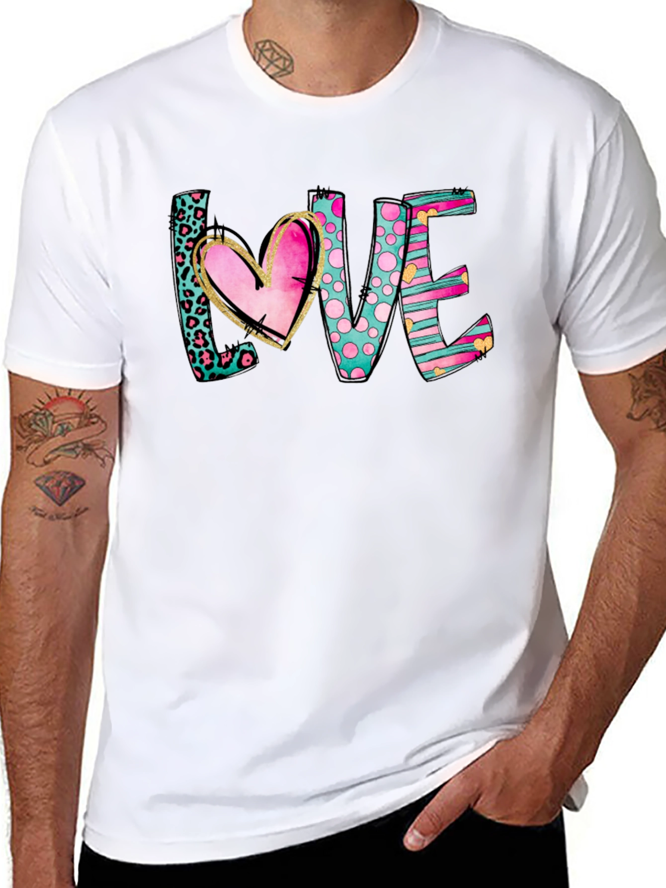 Black LOVE T-Shirt - Heart Design view 8