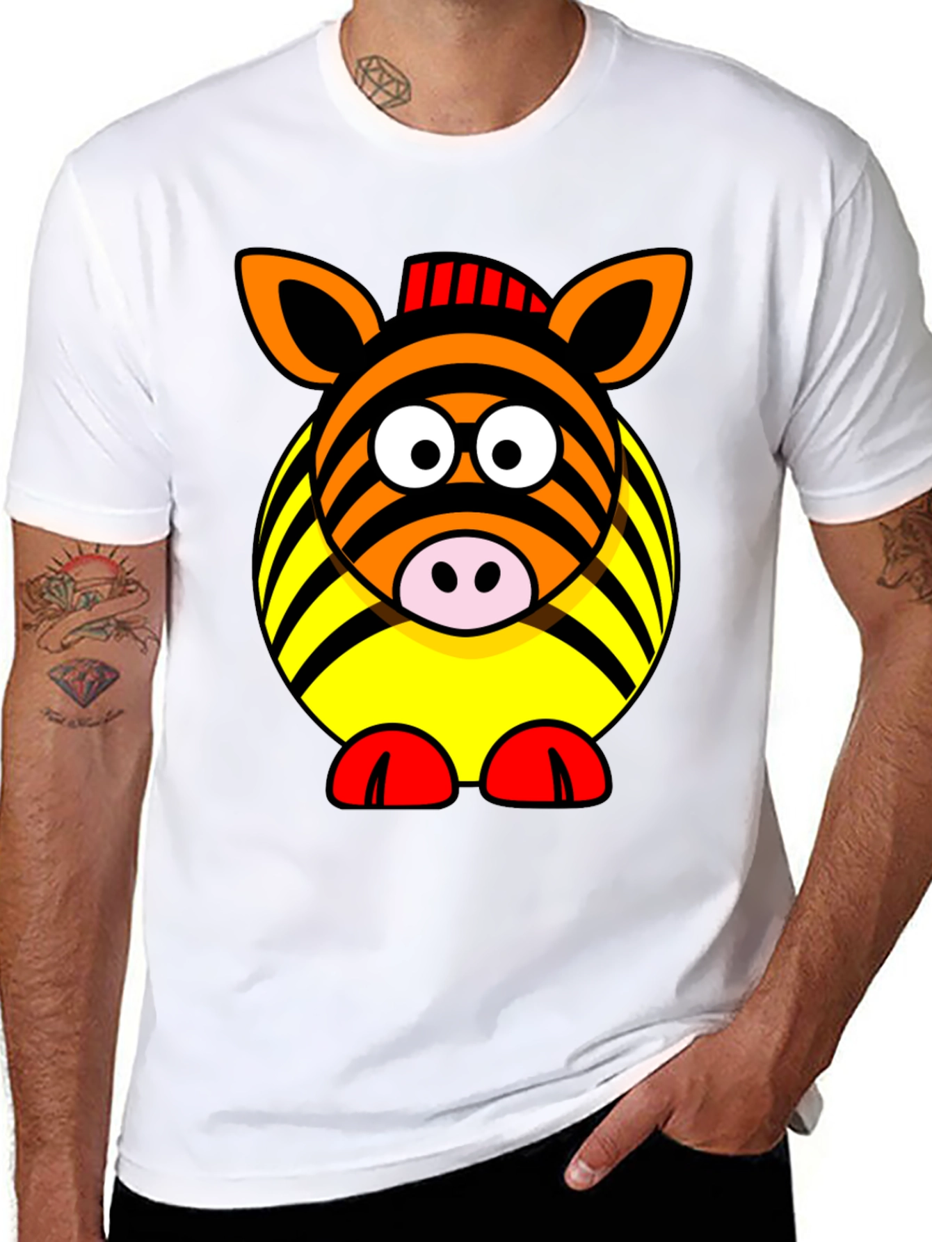 Black Zebra Cartoon Graphic Black T-Shirt view 8
