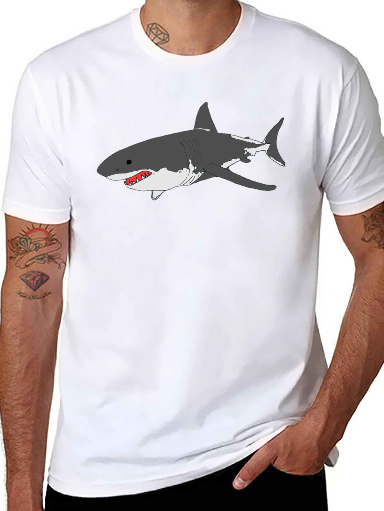 Black Shark Graphic Tee - Black Cotton T-Shirt view 8