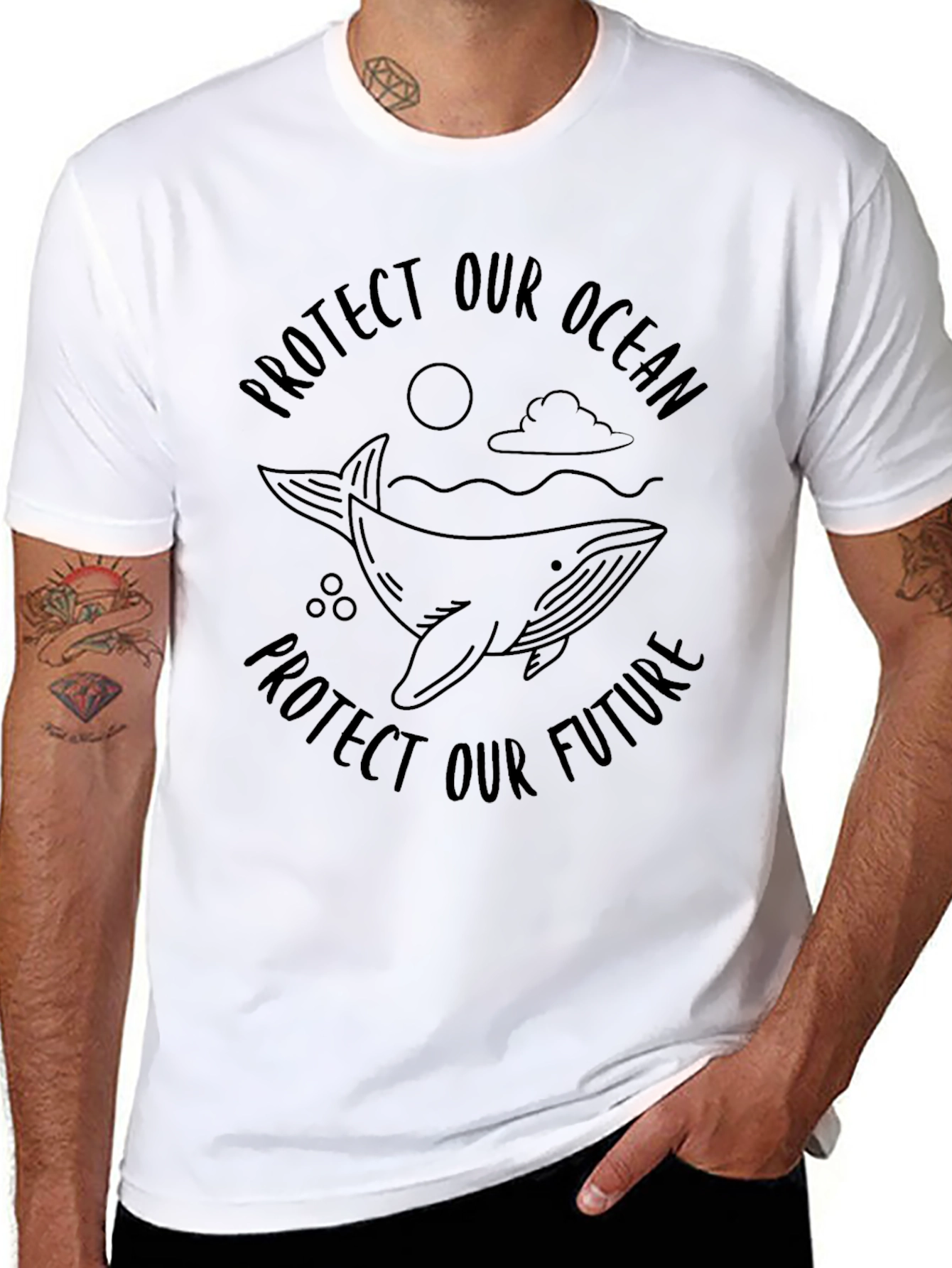 Black Protect Our Ocean Whale Graphic Tee view 8