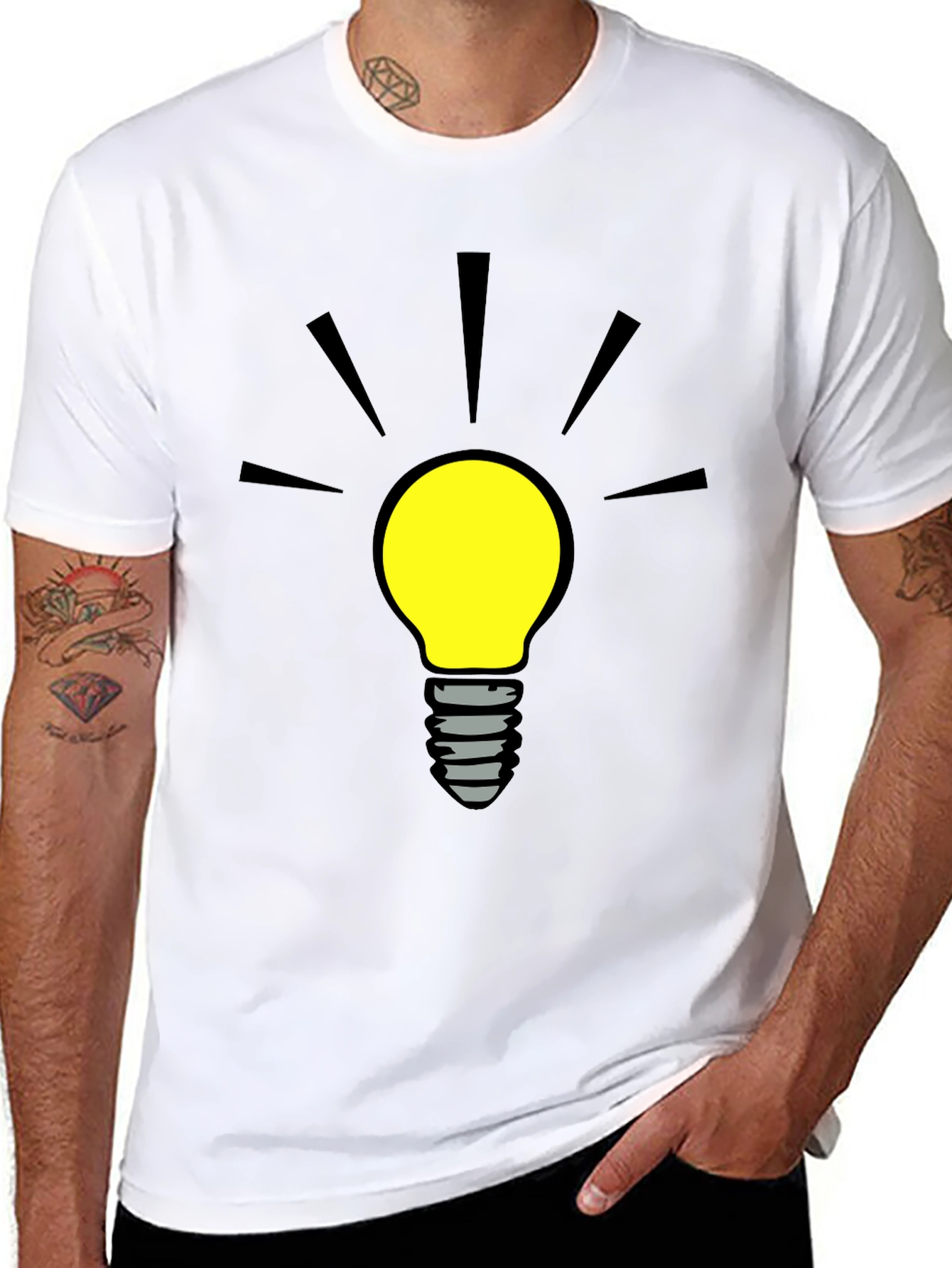 Black Bright Idea Graphic Tee - Black Cotton T-Shirt view 8