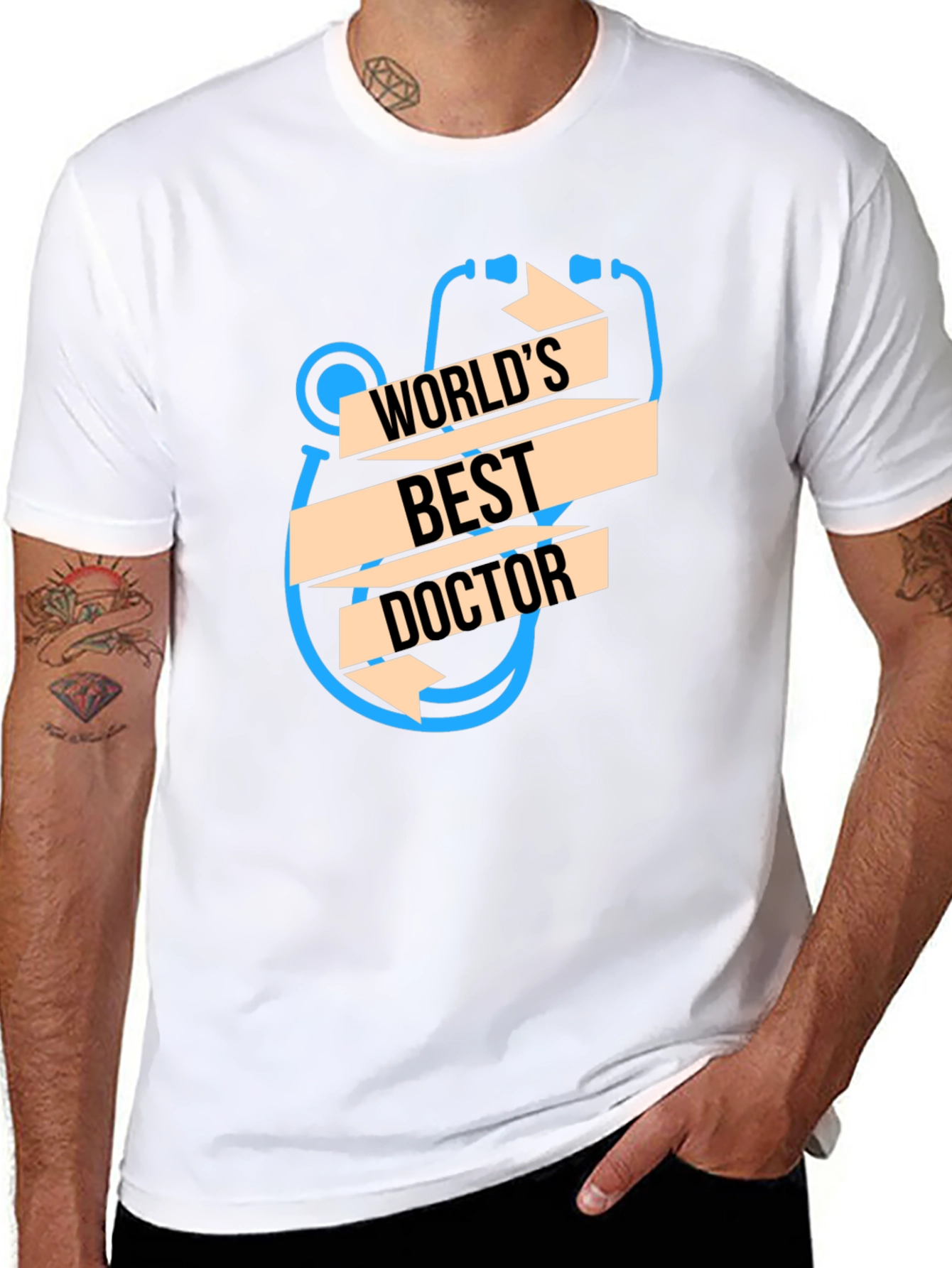 Black World's Best Doctor T-Shirt - Unique Stethoscope Design view 8