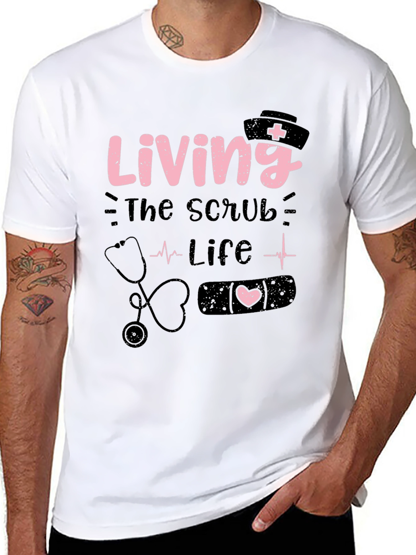 Black Living The Scrub Life T-Shirt - Nurse Gift view 8