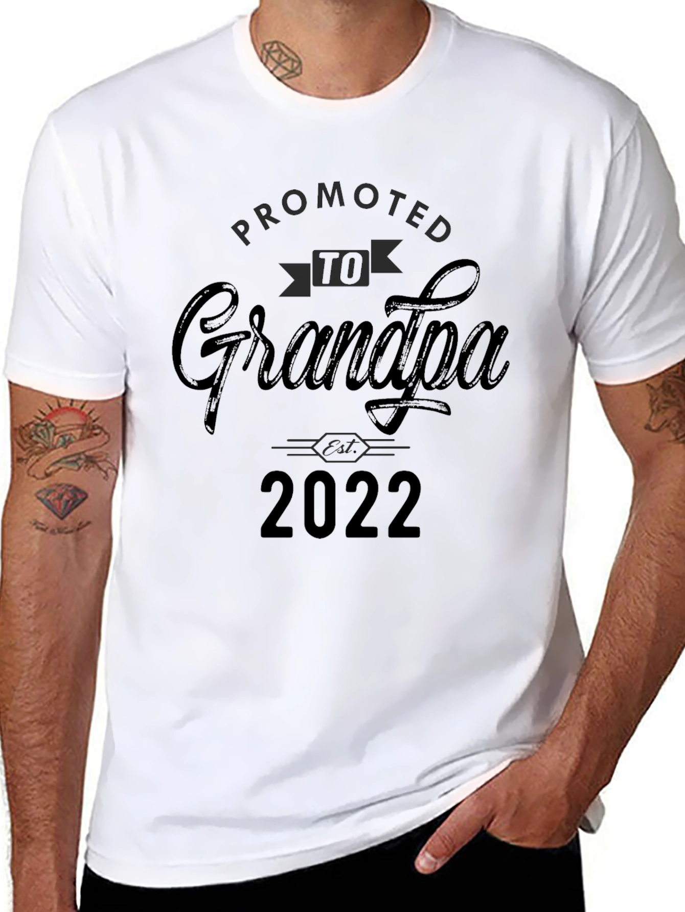 Black Promoted to Grandpa 2022 T-Shirt view 8
