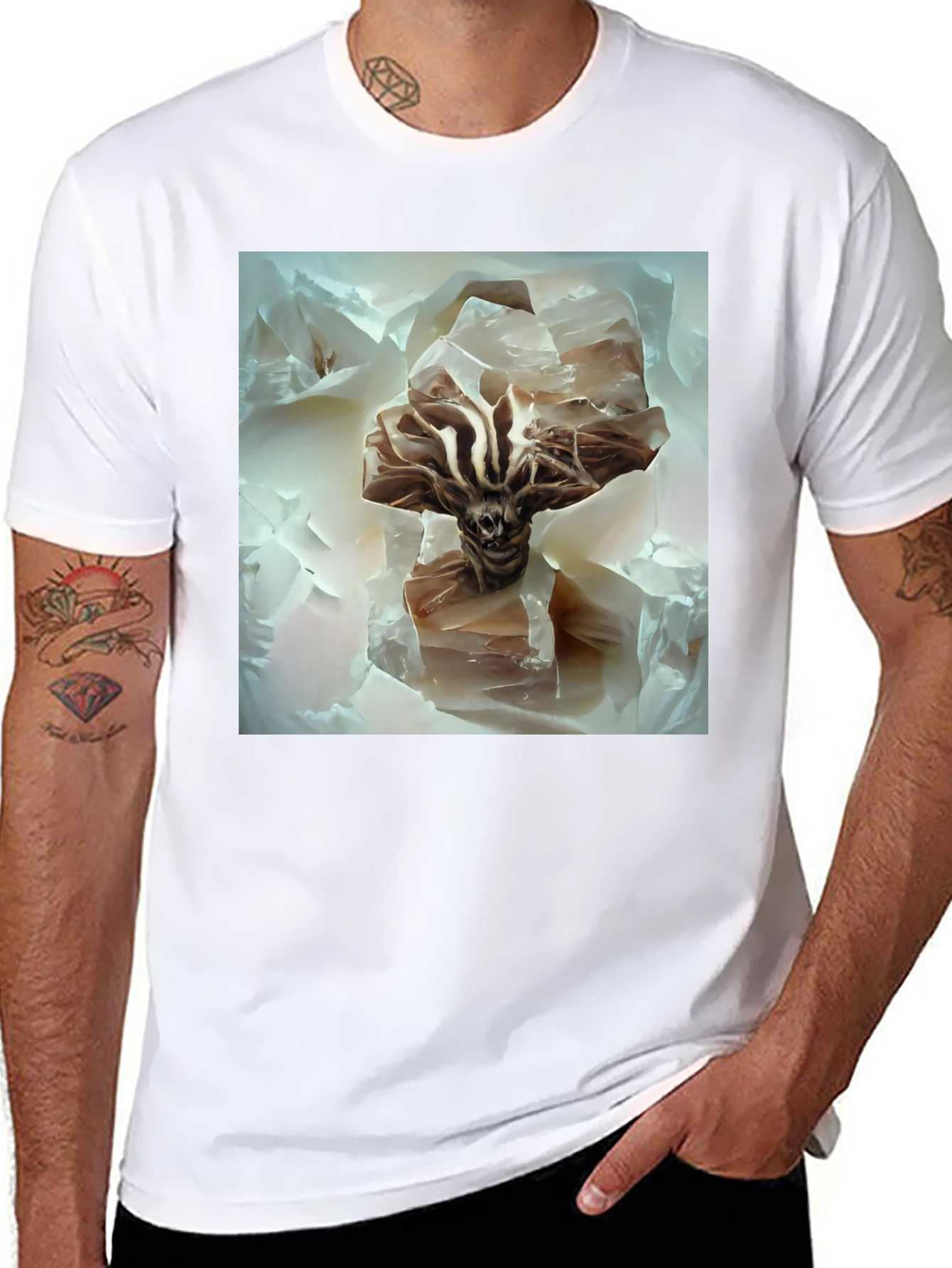 Black Abstract Alien Graphic T-Shirt - Soft Cotton Tee view 8