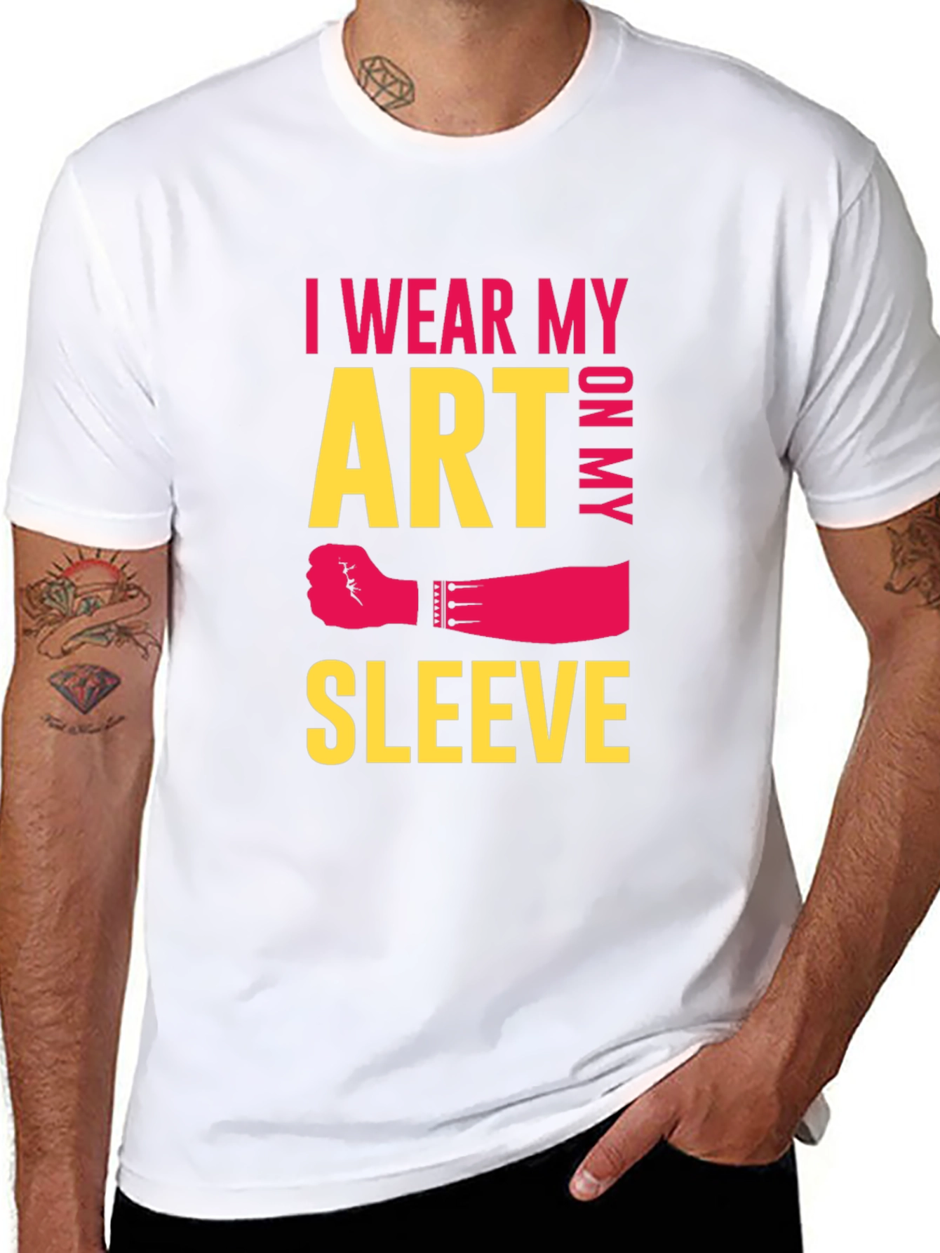 Black I Wear My Art On My Sleeve Graphic Tee view 8