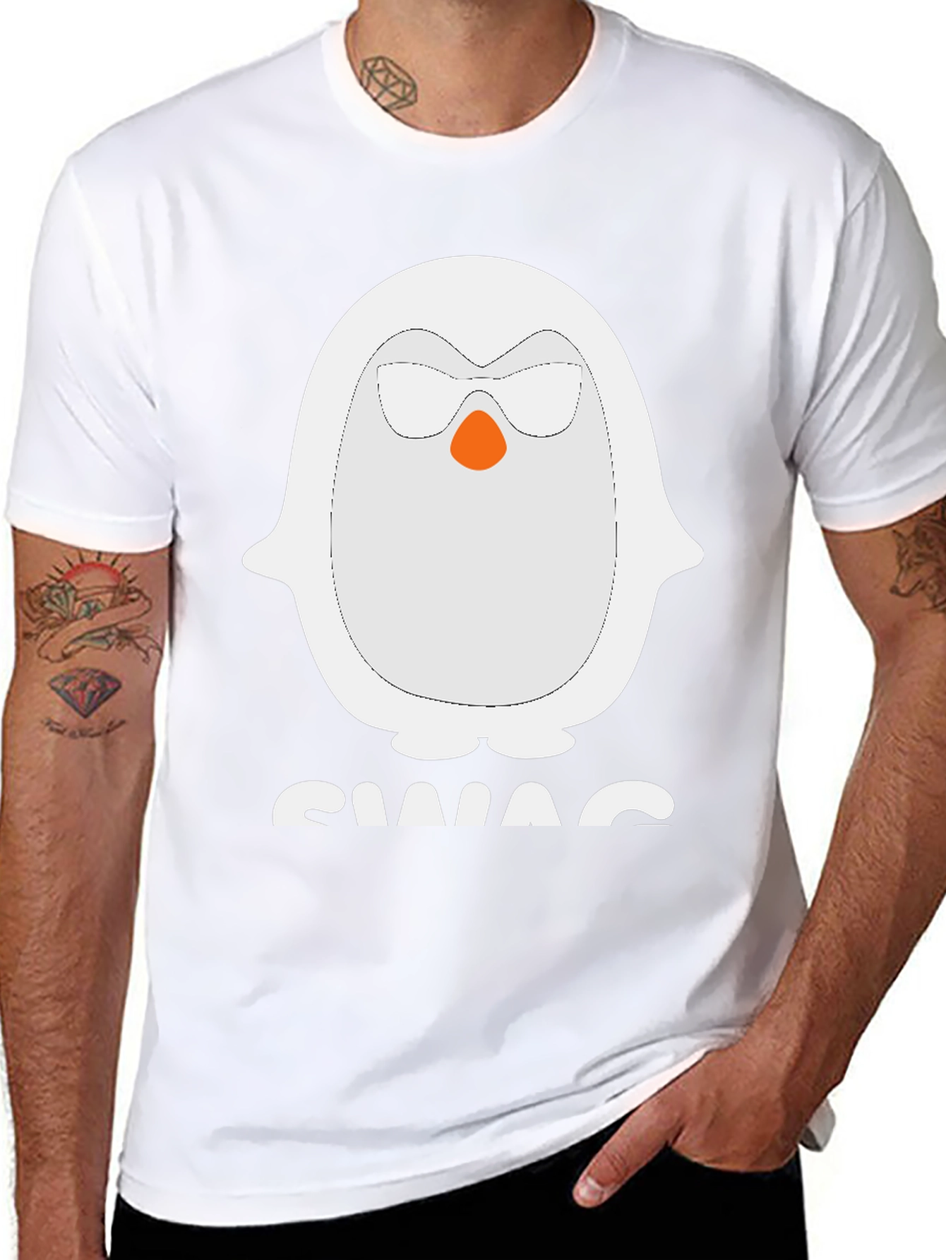 Black Cool Penguin Swag T-Shirt view 8
