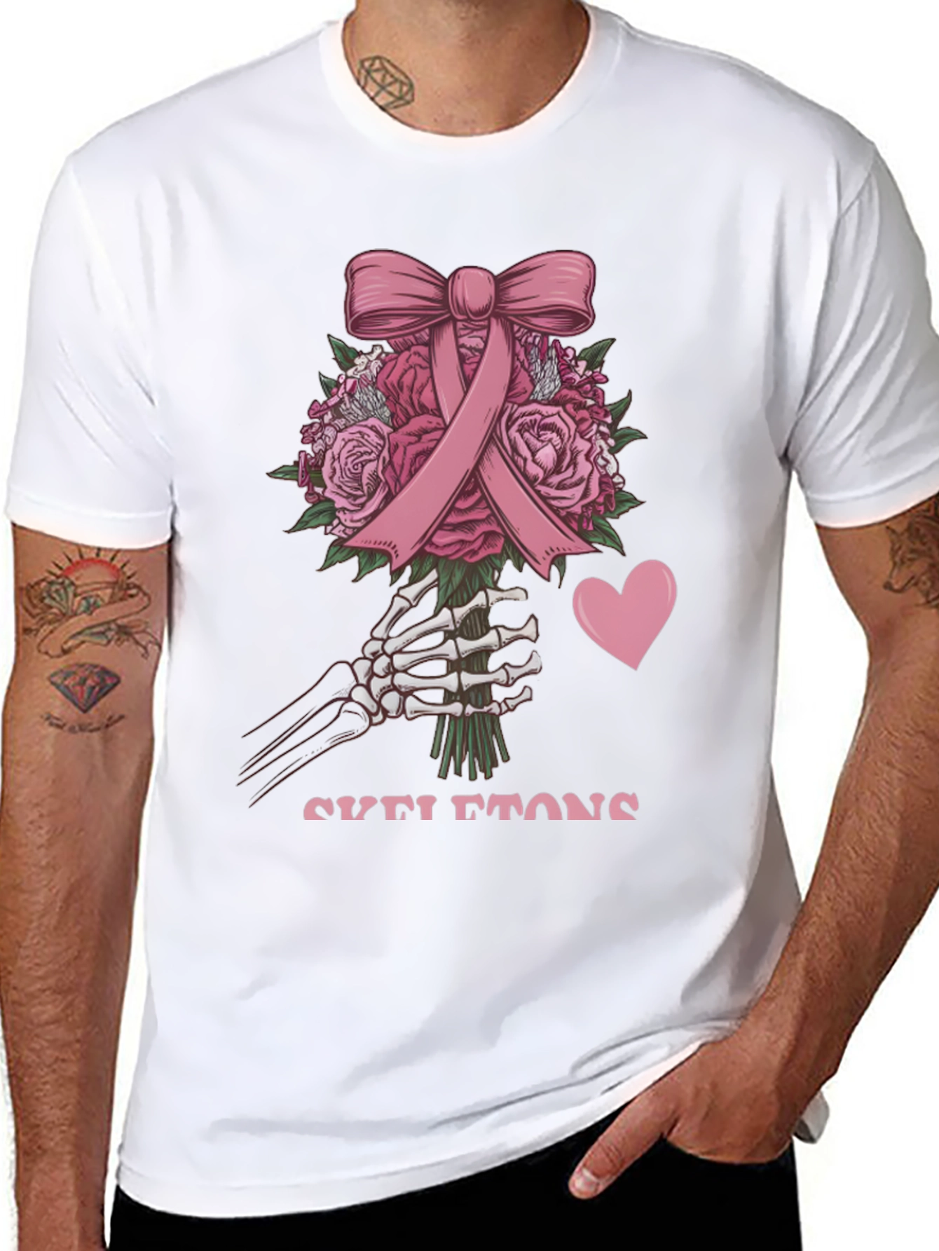 Black Skeleton Bouquet T-Shirt - Breast Cancer Awareness Tee view 8