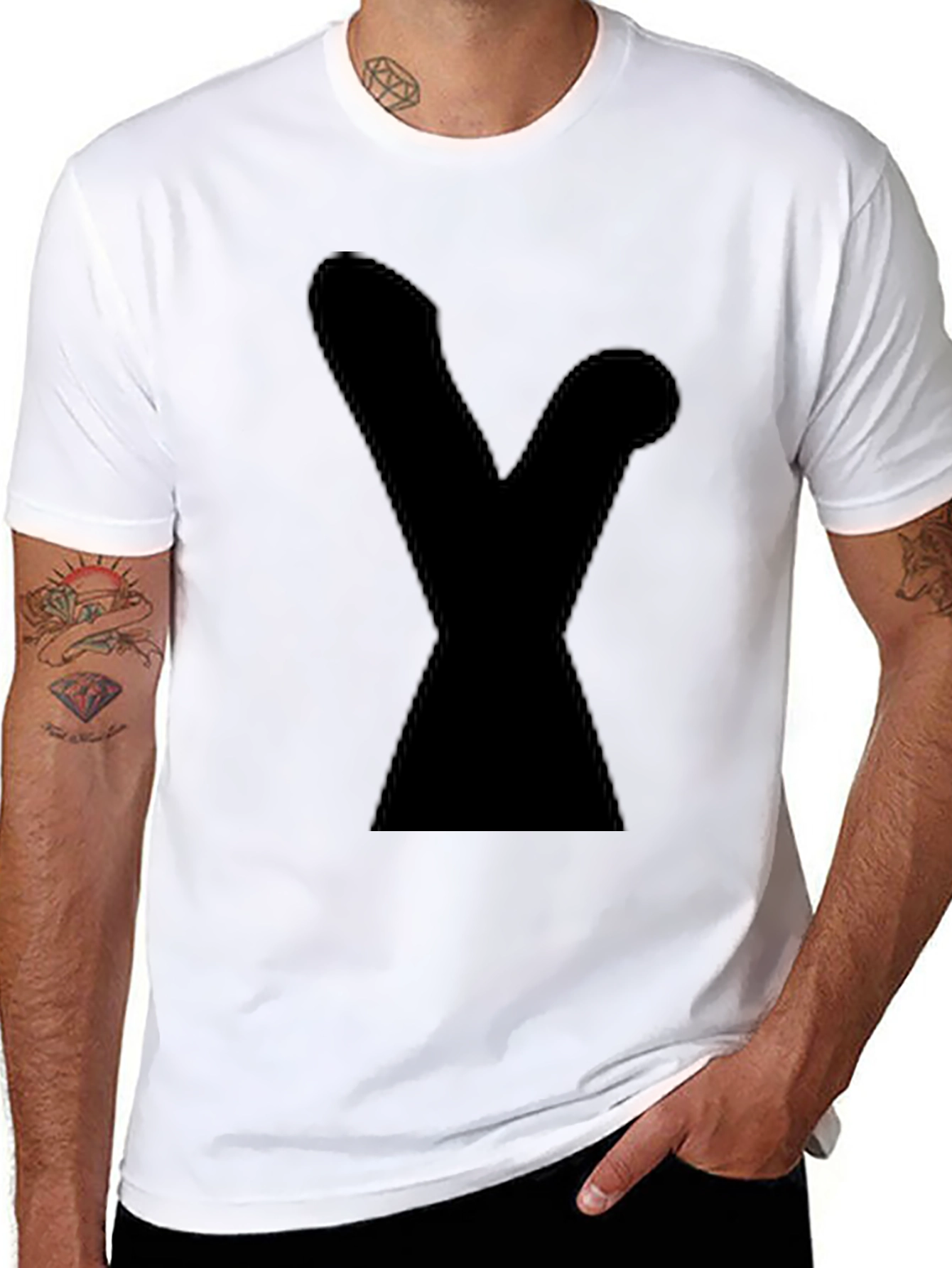 Black Men's Graphic Tee - Bold Black Silhouette view 8