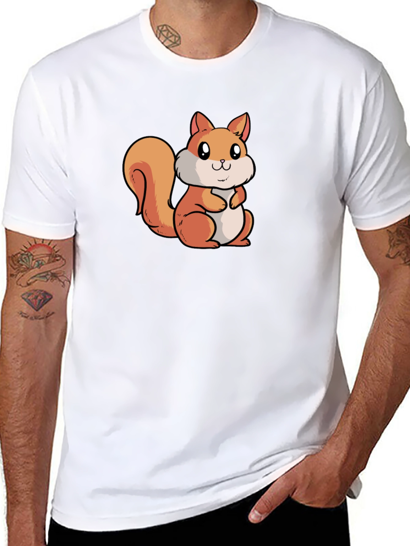 Black Cute Squirrel Graphic Tee - Black view 8