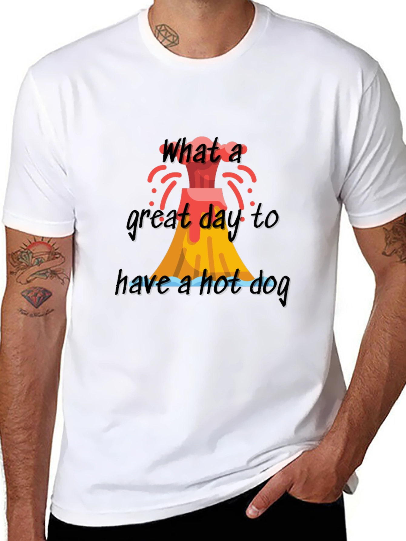 Black Volcano Hot Dog T-Shirt - What a Great Day! view 8