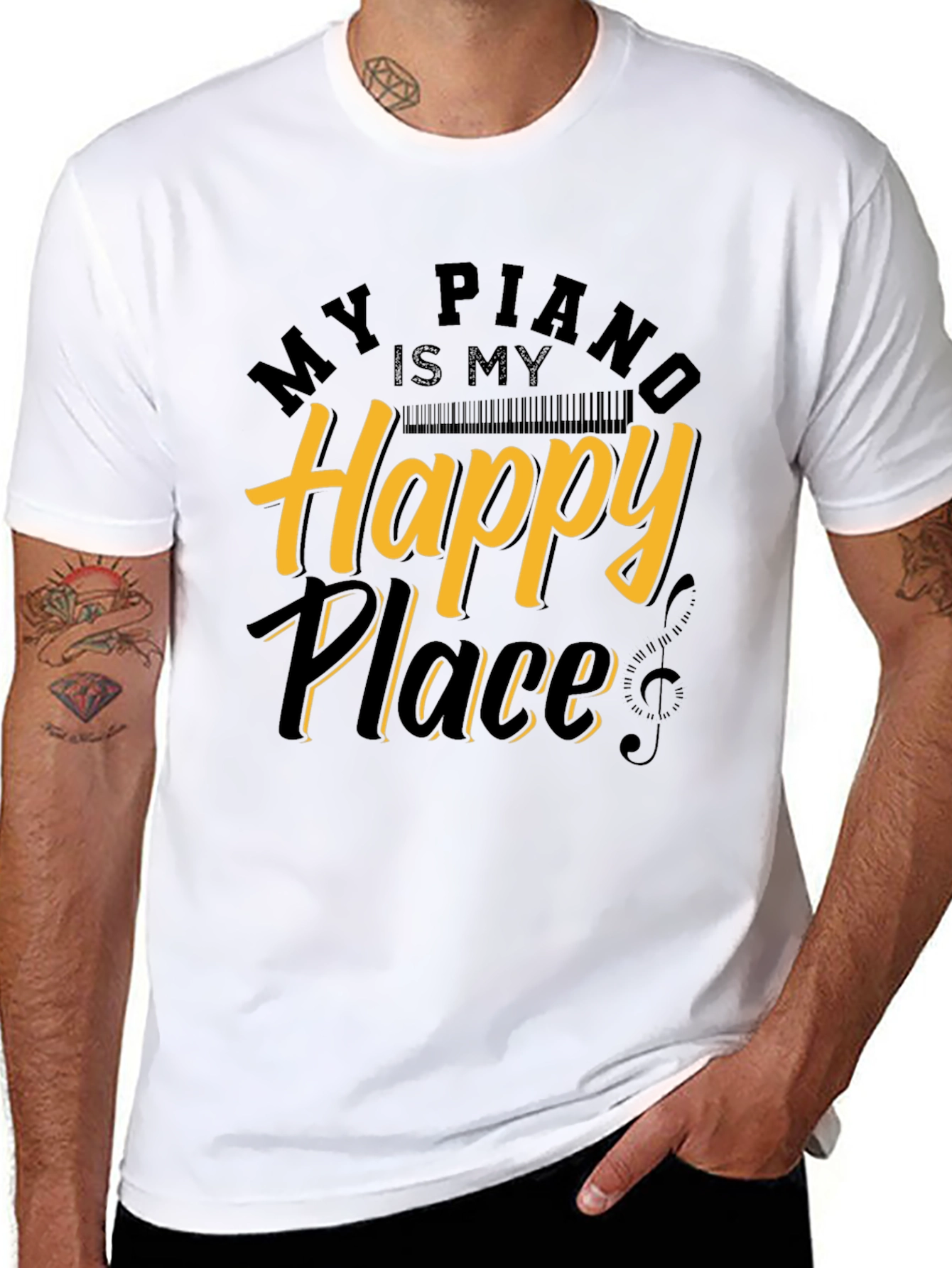 Black My Piano is My Happy Place Graphic Tee view 8