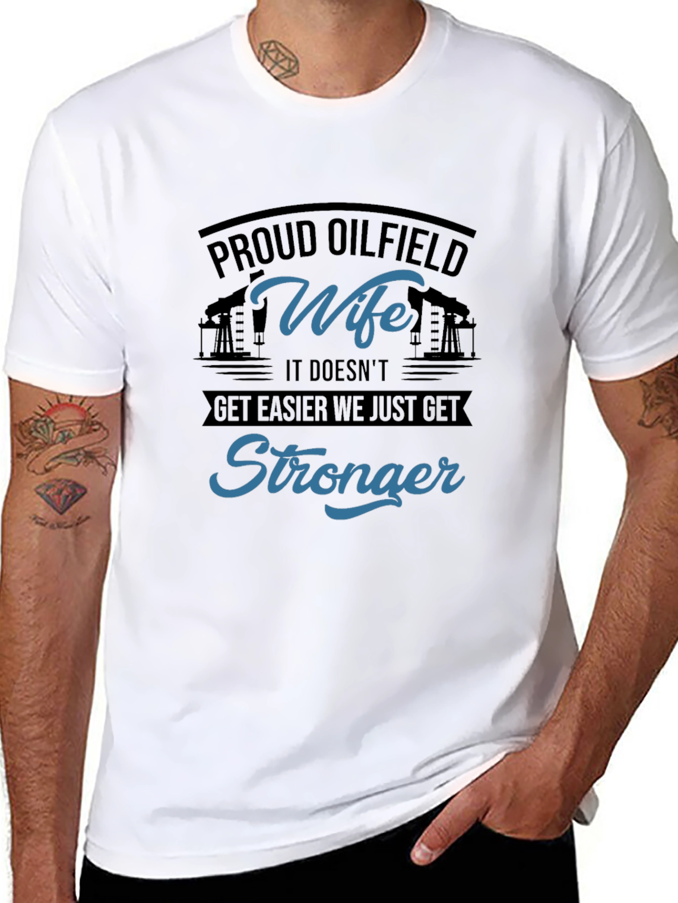 Black Proud Oilfield Wife T-Shirt - Stronger view 8