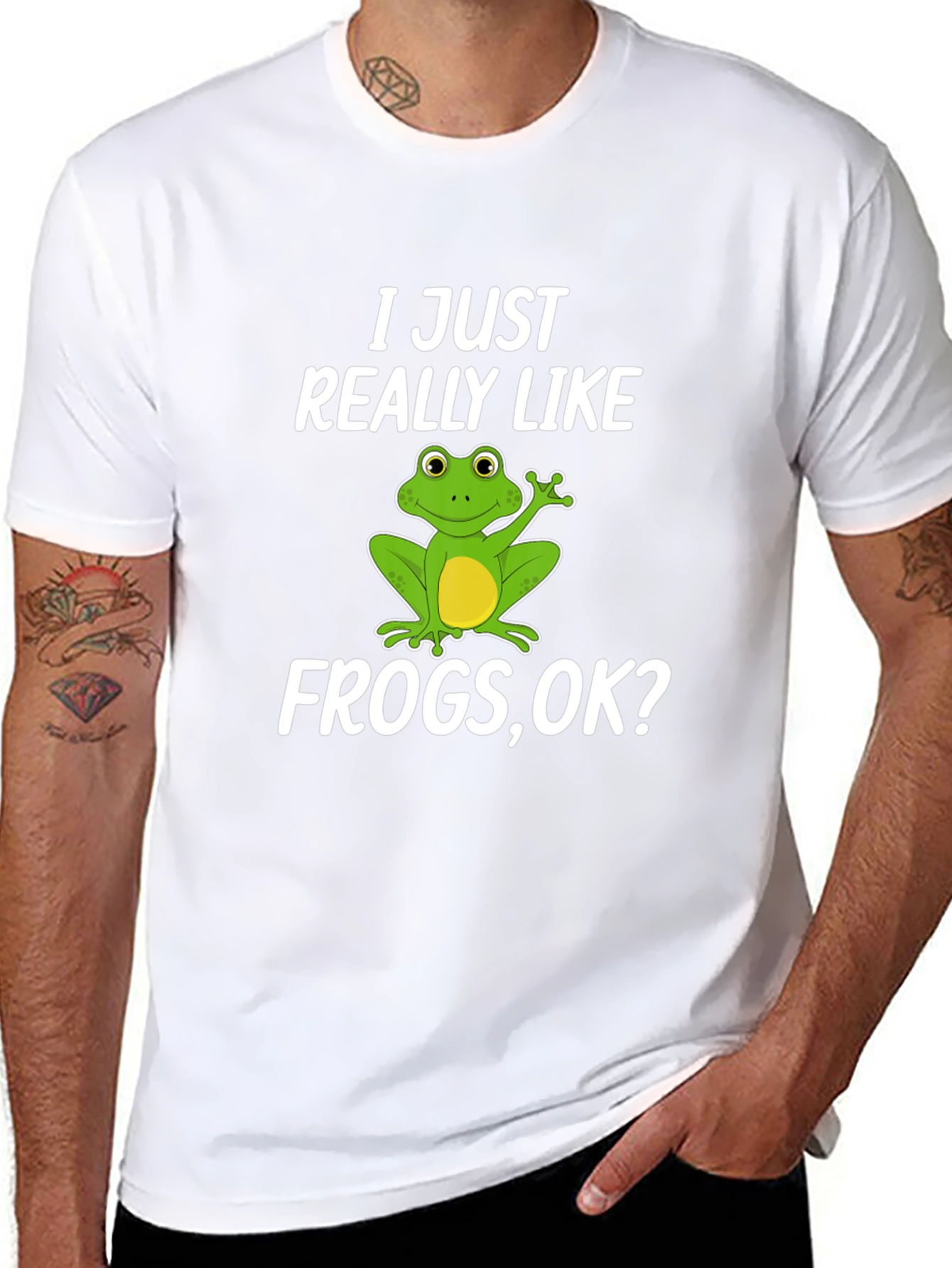 Black Funny Frog Lover T-Shirt - I Just Really Like Frogs, OK? view 8