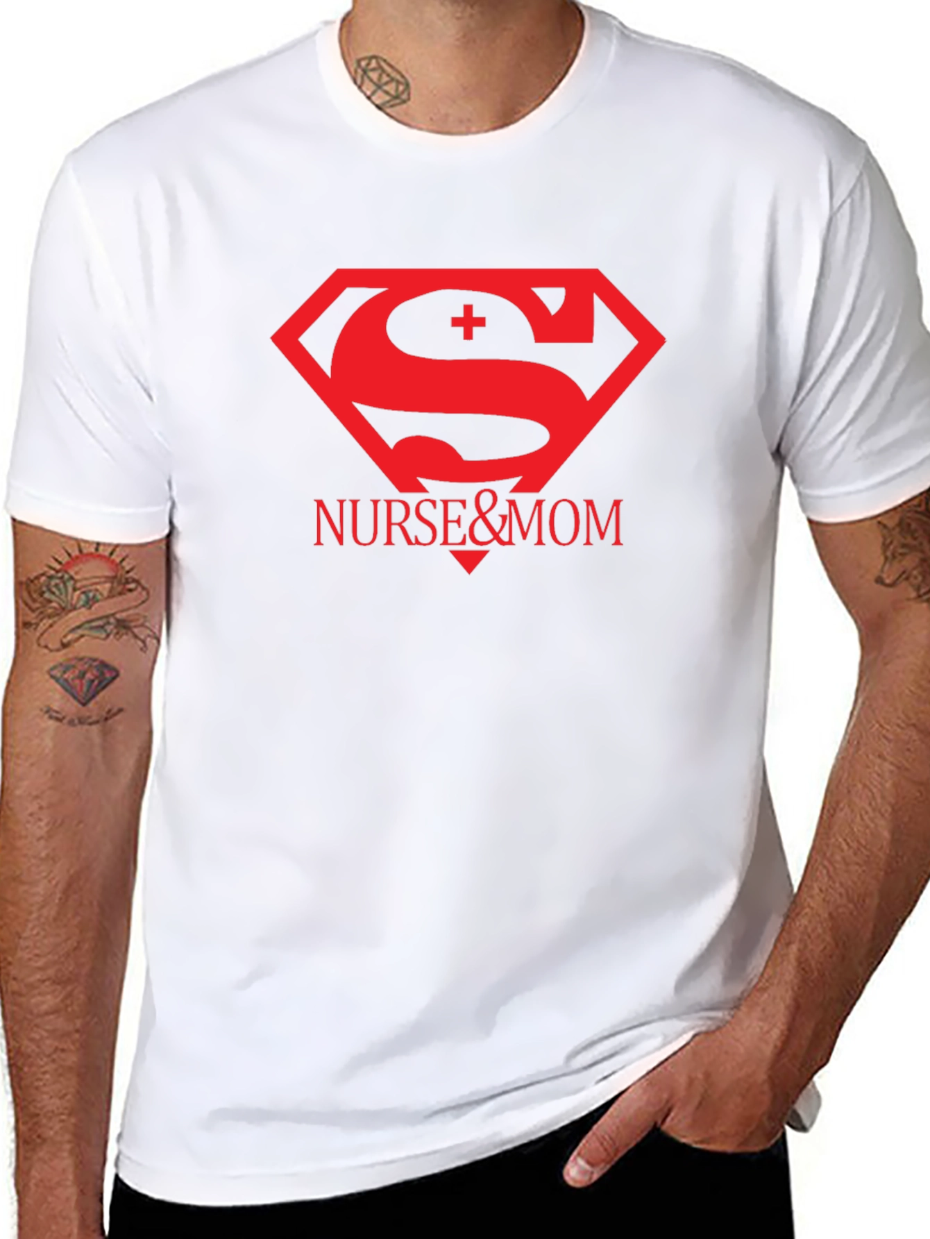 Black Nurse & Mom Superhero T-Shirt view 8