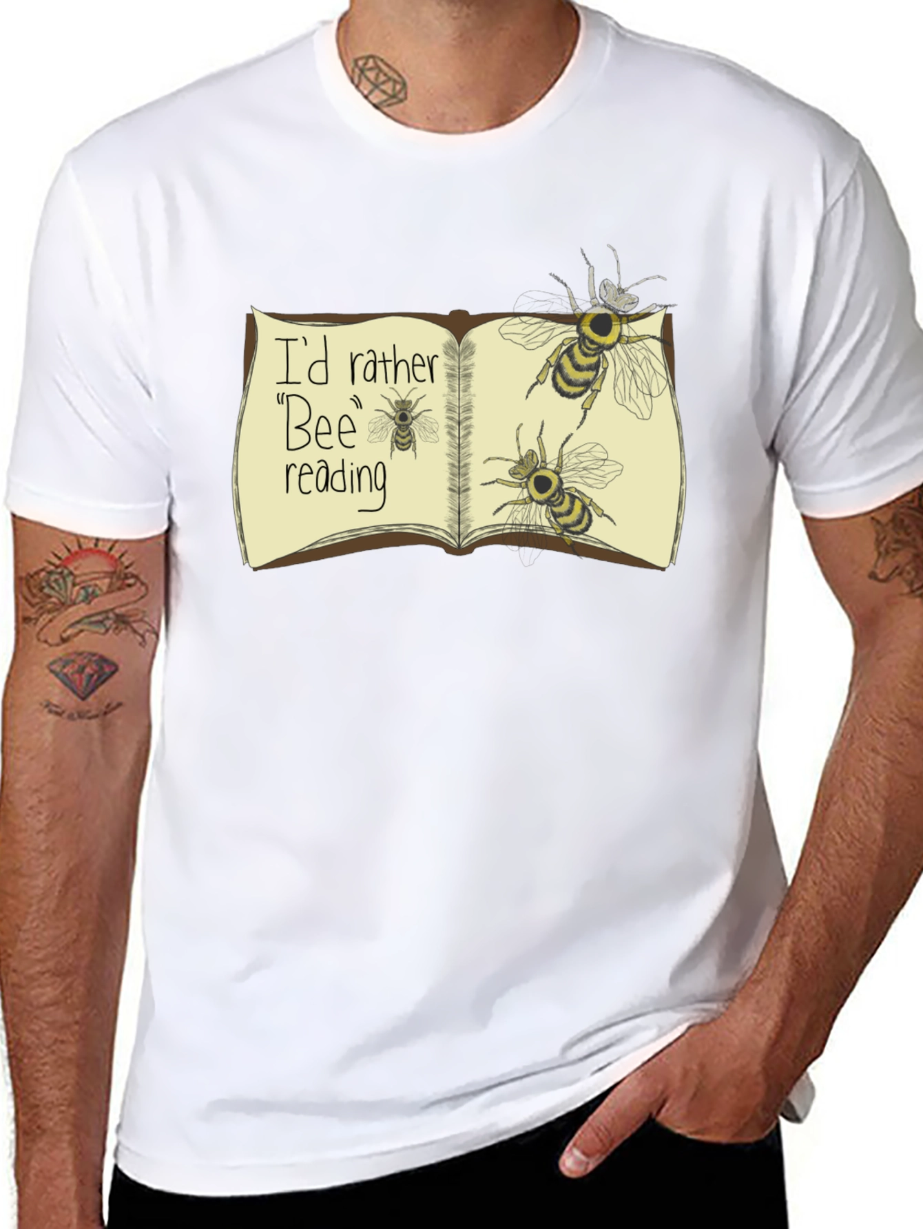 Black Bee Reading T-Shirt Funny Book Lover Tee view 8