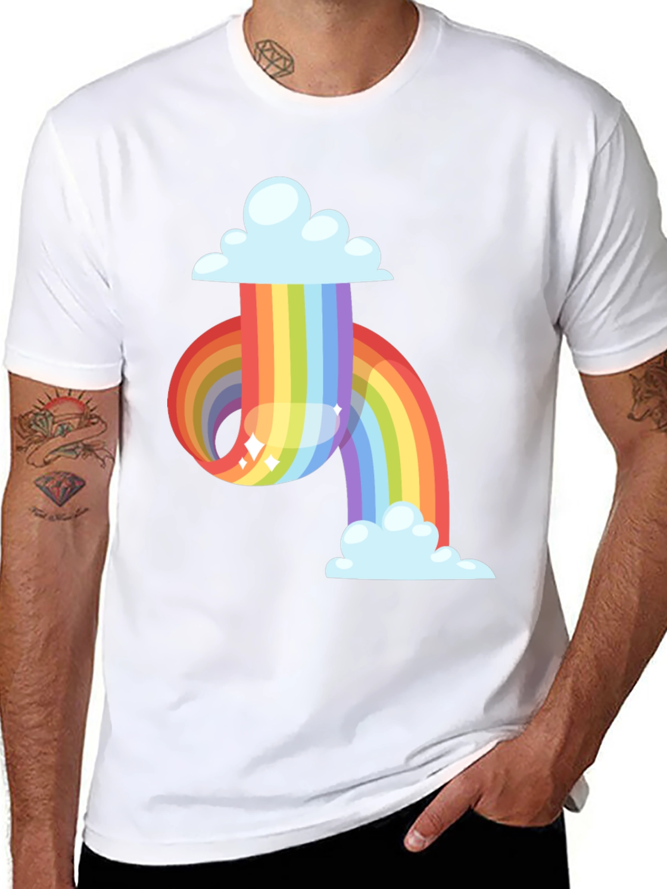 Black Rainbow Cloud Graphic Tee - Soft Cotton Blend view 8