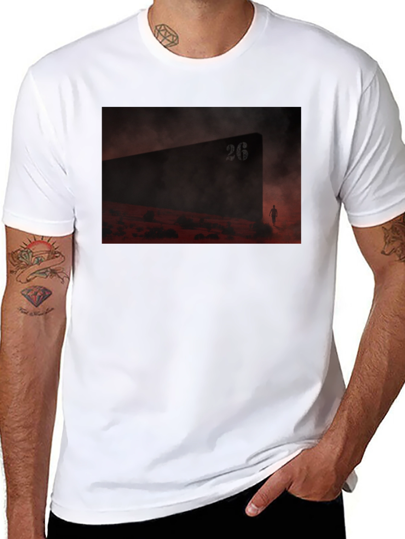 Black Abstract Landscape Graphic T-Shirt view 8