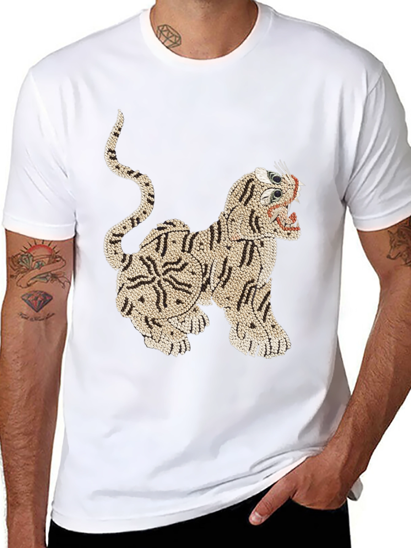 Black Tiger Graphic Print T-Shirt view 8