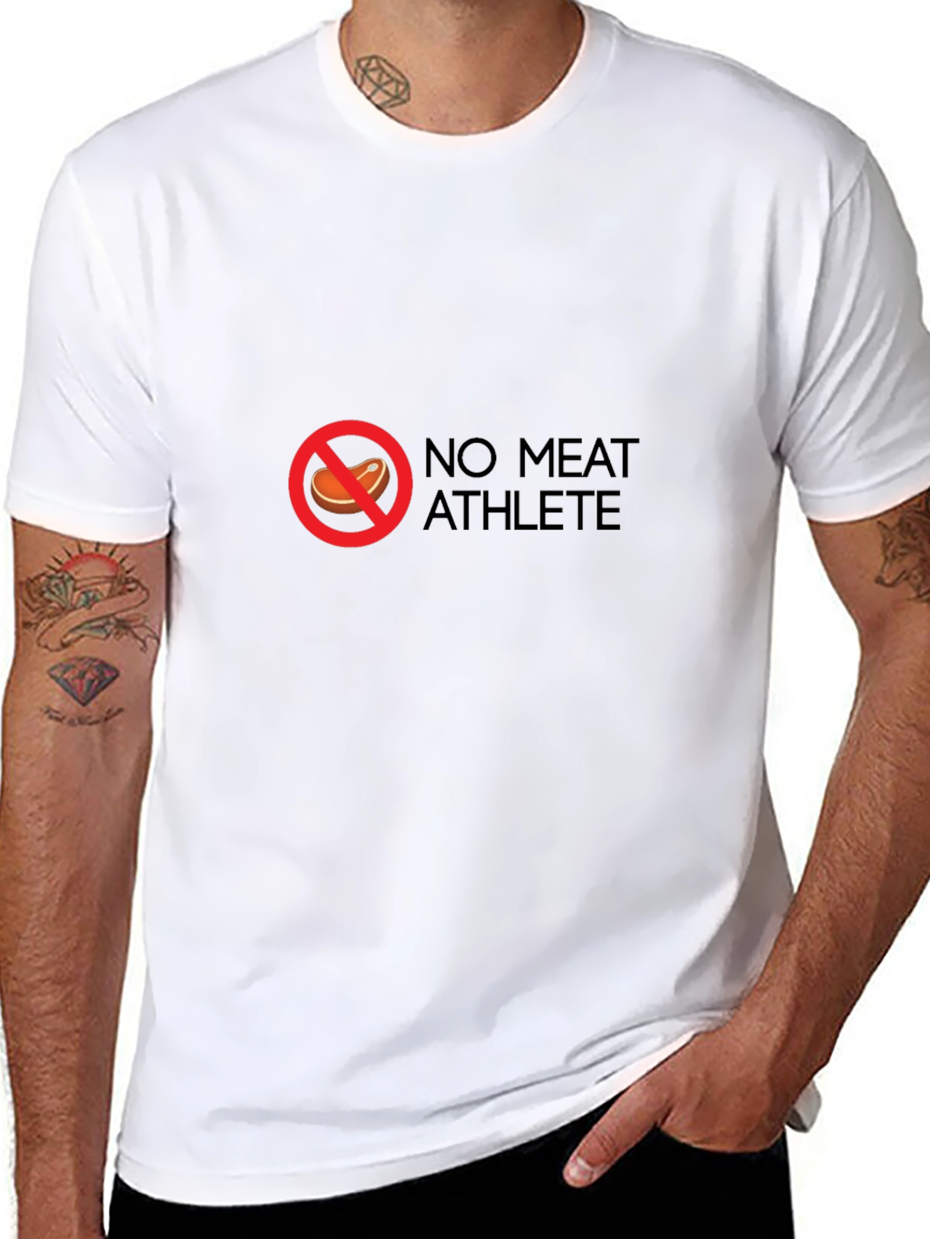 Black No Meat Athlete T-Shirt - Black Vegan Fitness Tee view 8