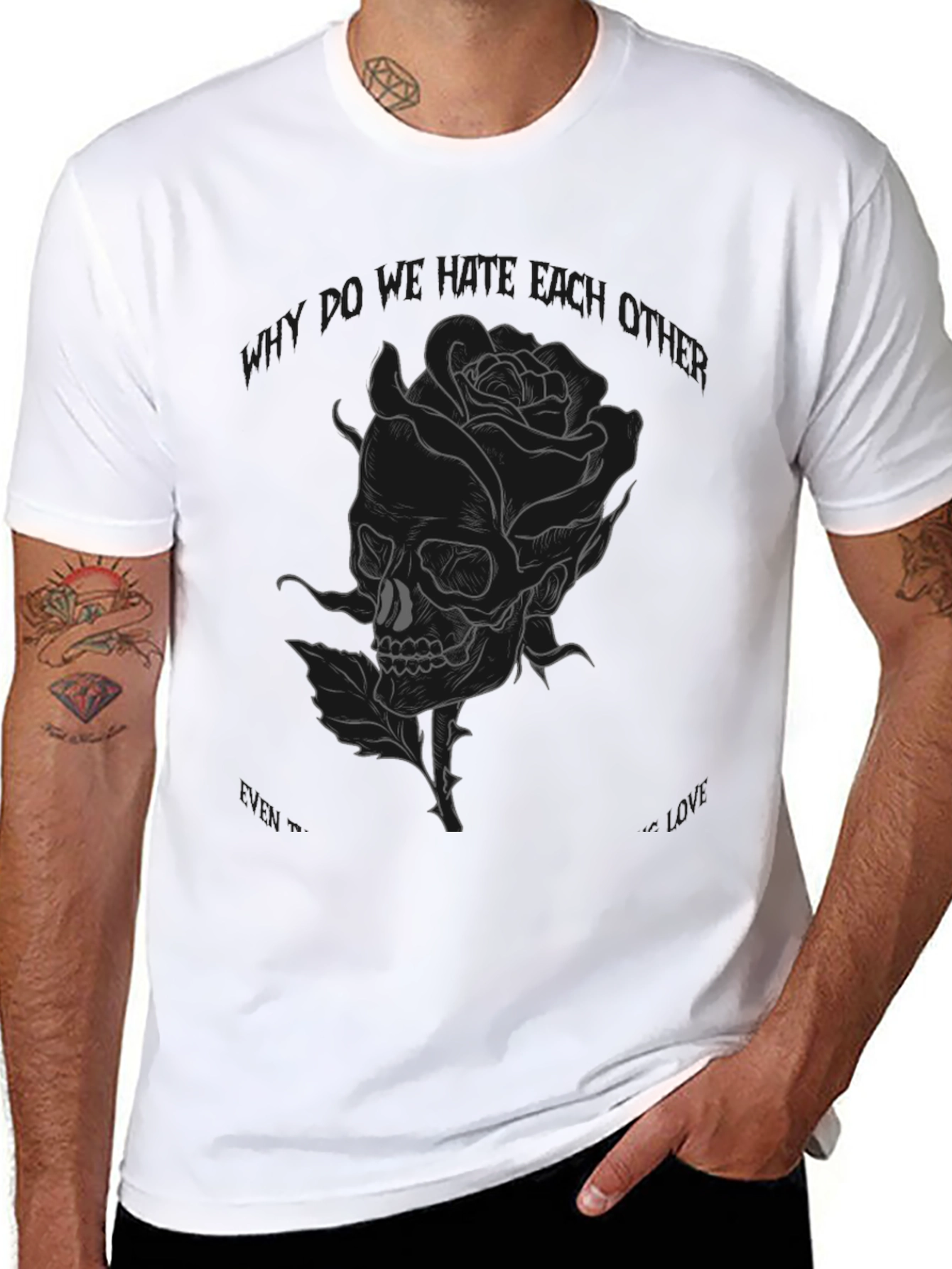Black Skull Rose Graphic Tee - Edgy Style view 8