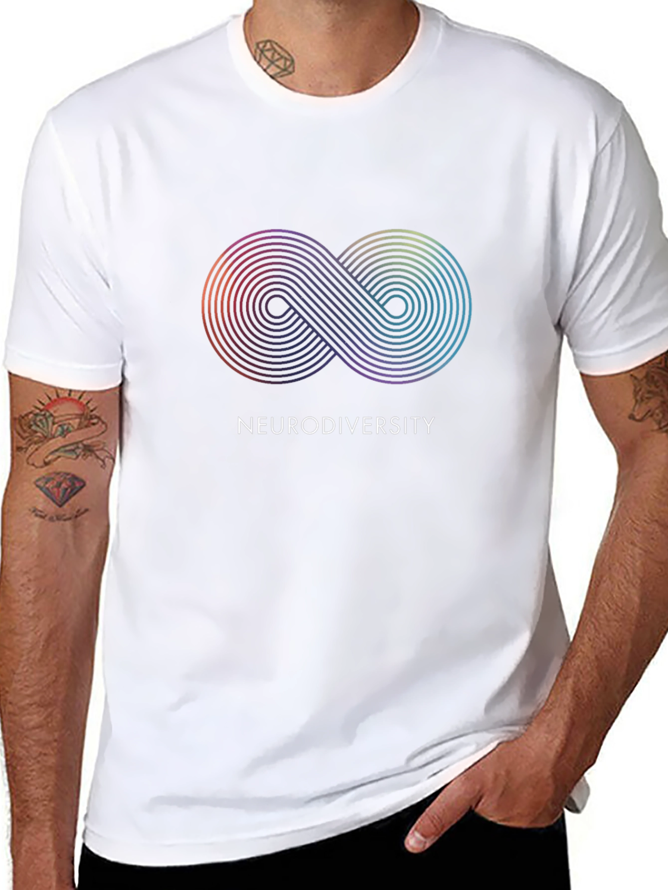 Black Neurodiversity Infinity Symbol Black T-Shirt view 8