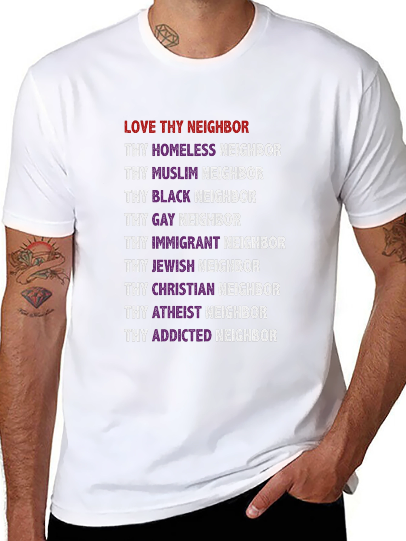 Love Thy Neighbor Graphic Tee - Black Unisex T-Shirt - 8