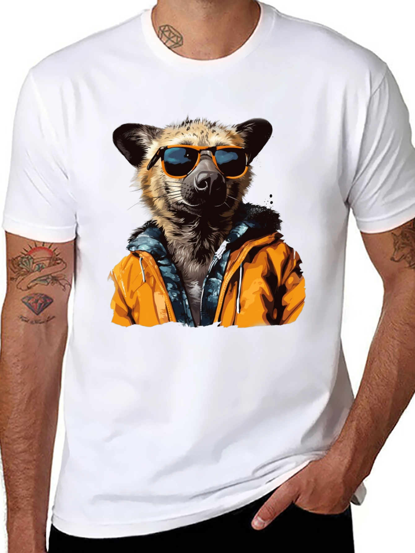 Black Cool Hyena Graphic Tee - Trendy Animal T-Shirt view 8