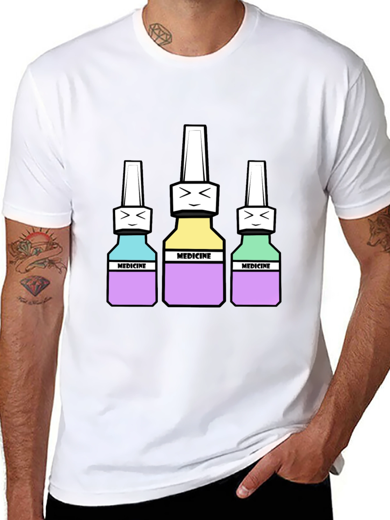 Black Medicine Bottles Graphic Tee - Unisex view 8