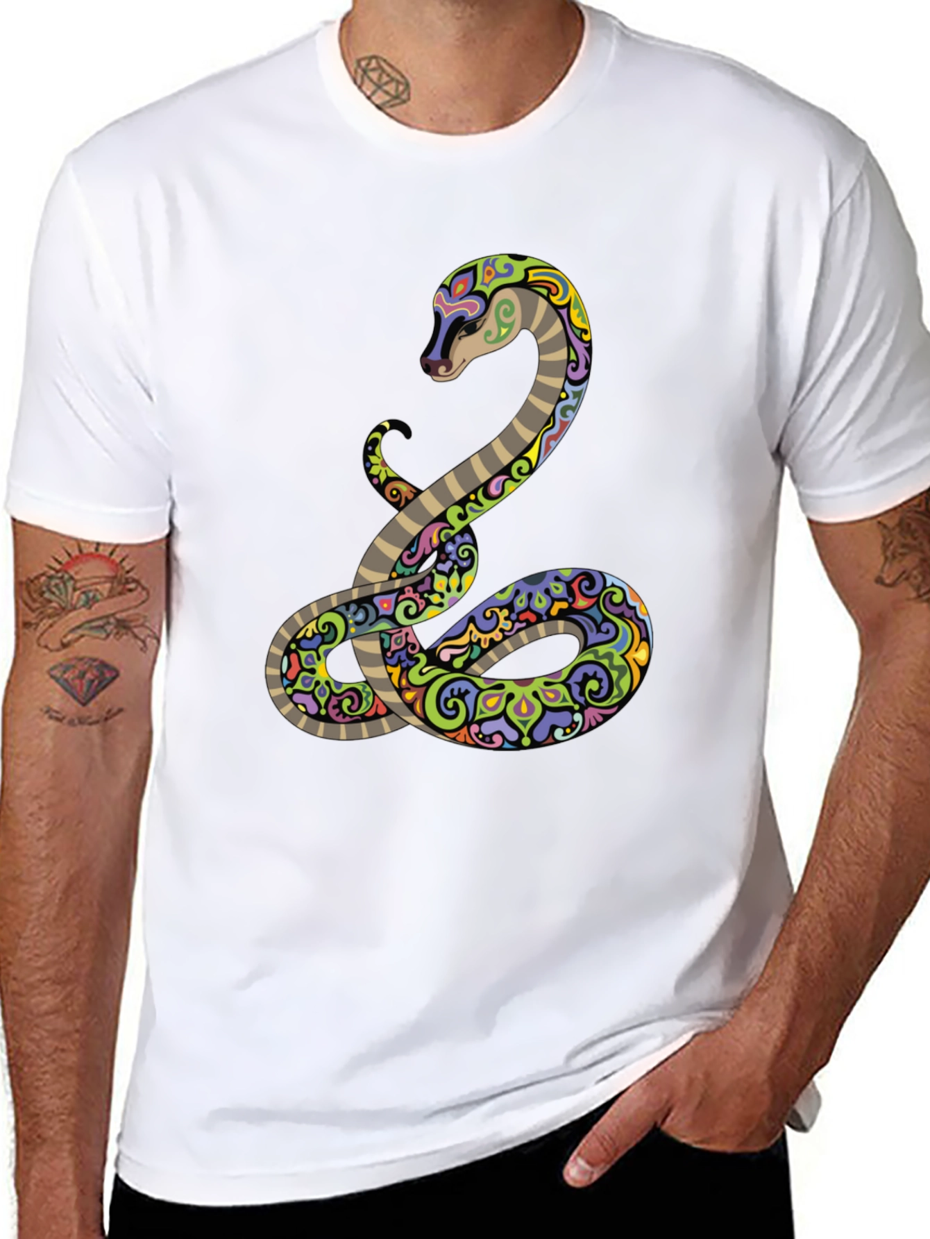 Black Cool Snake Graphic Tee - Black T-Shirt view 8