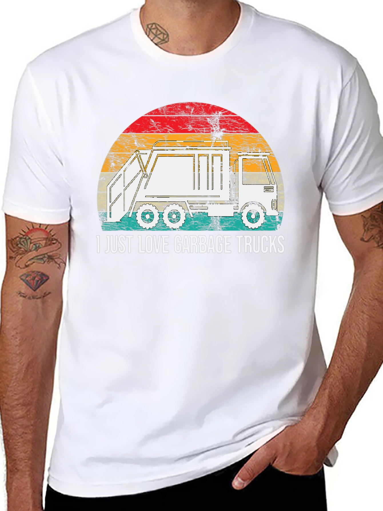 Black I Love Garbage Trucks Graphic Tee view 8