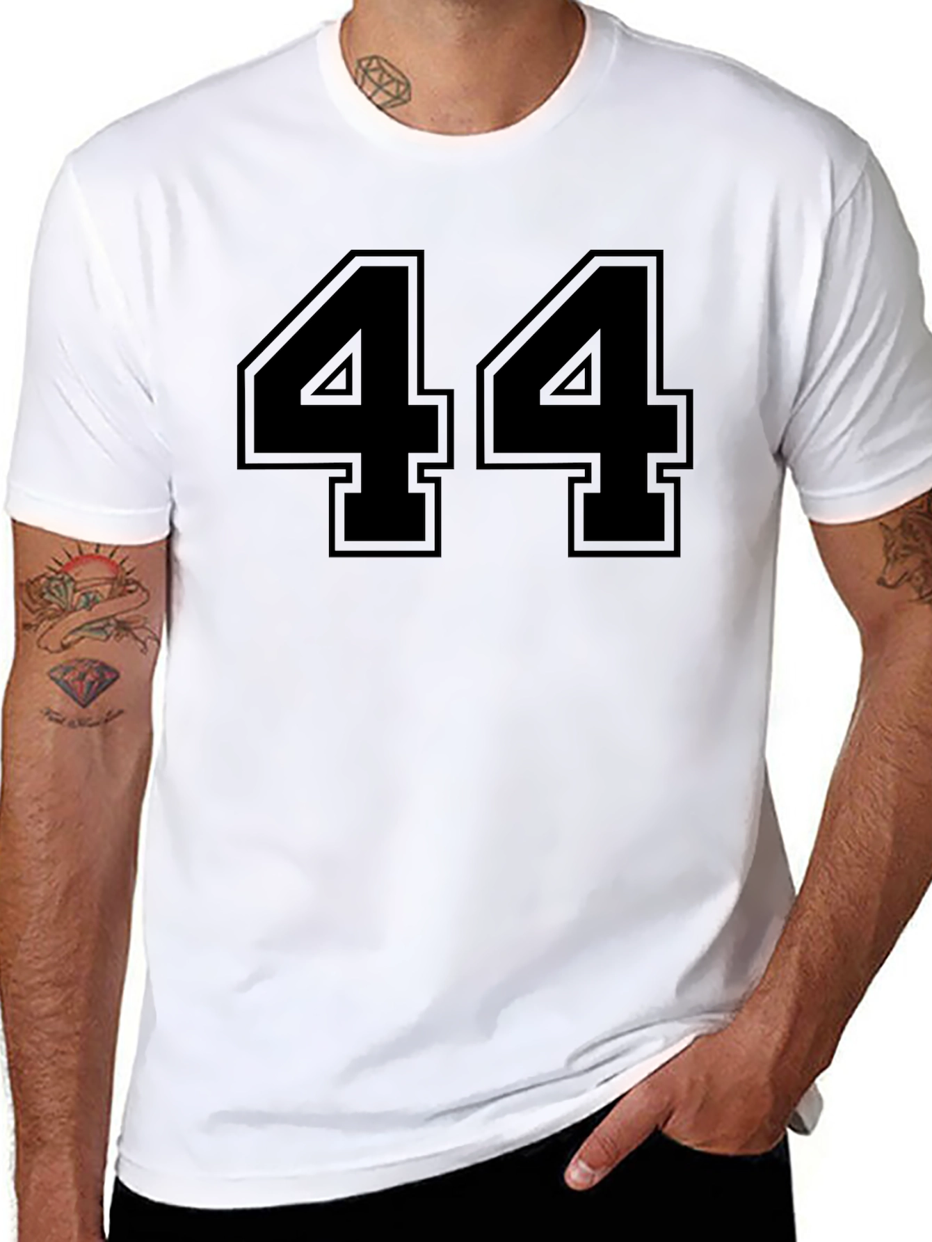 Black Black T-Shirt with Bold Number 44 Design view 8