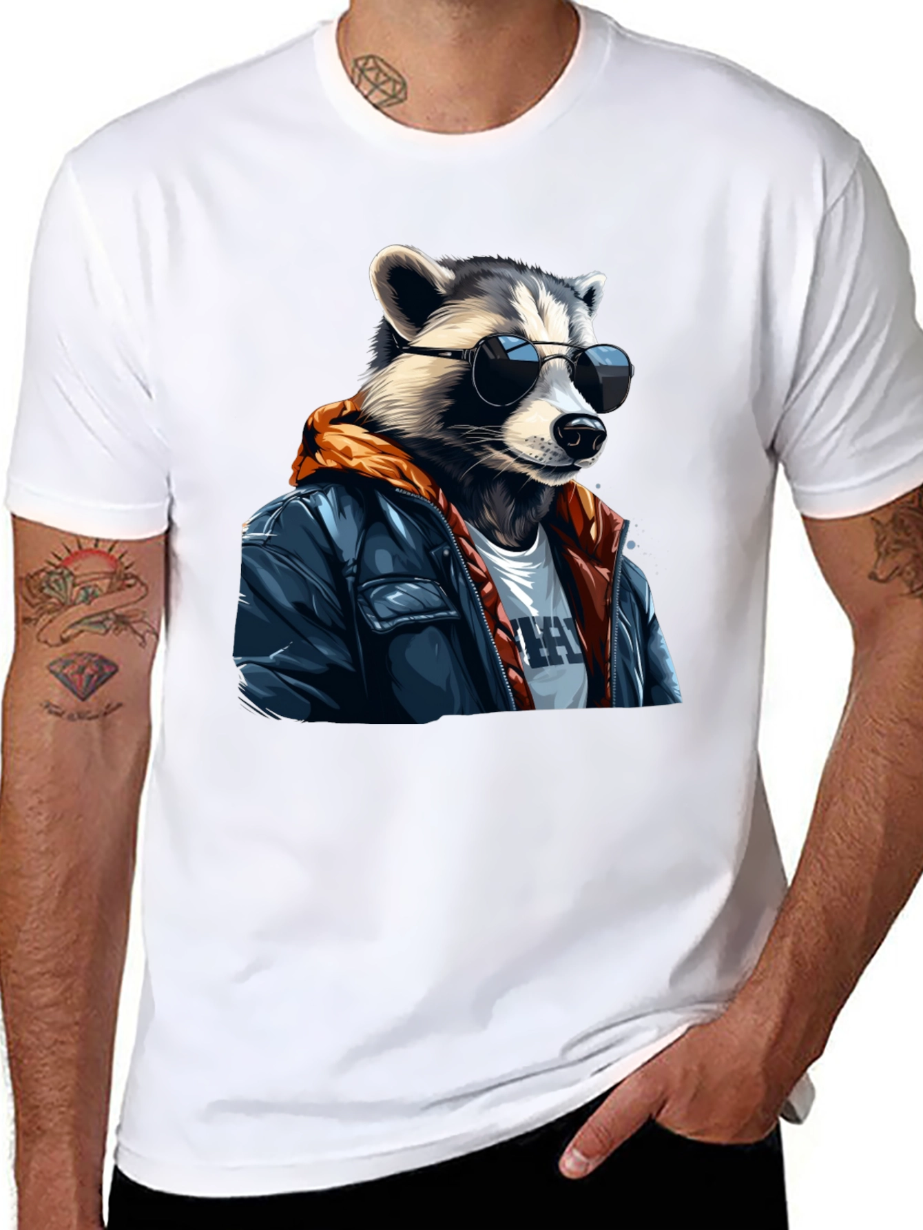 Black Cool Raccoon Graphic Tee - Black T-Shirt view 8