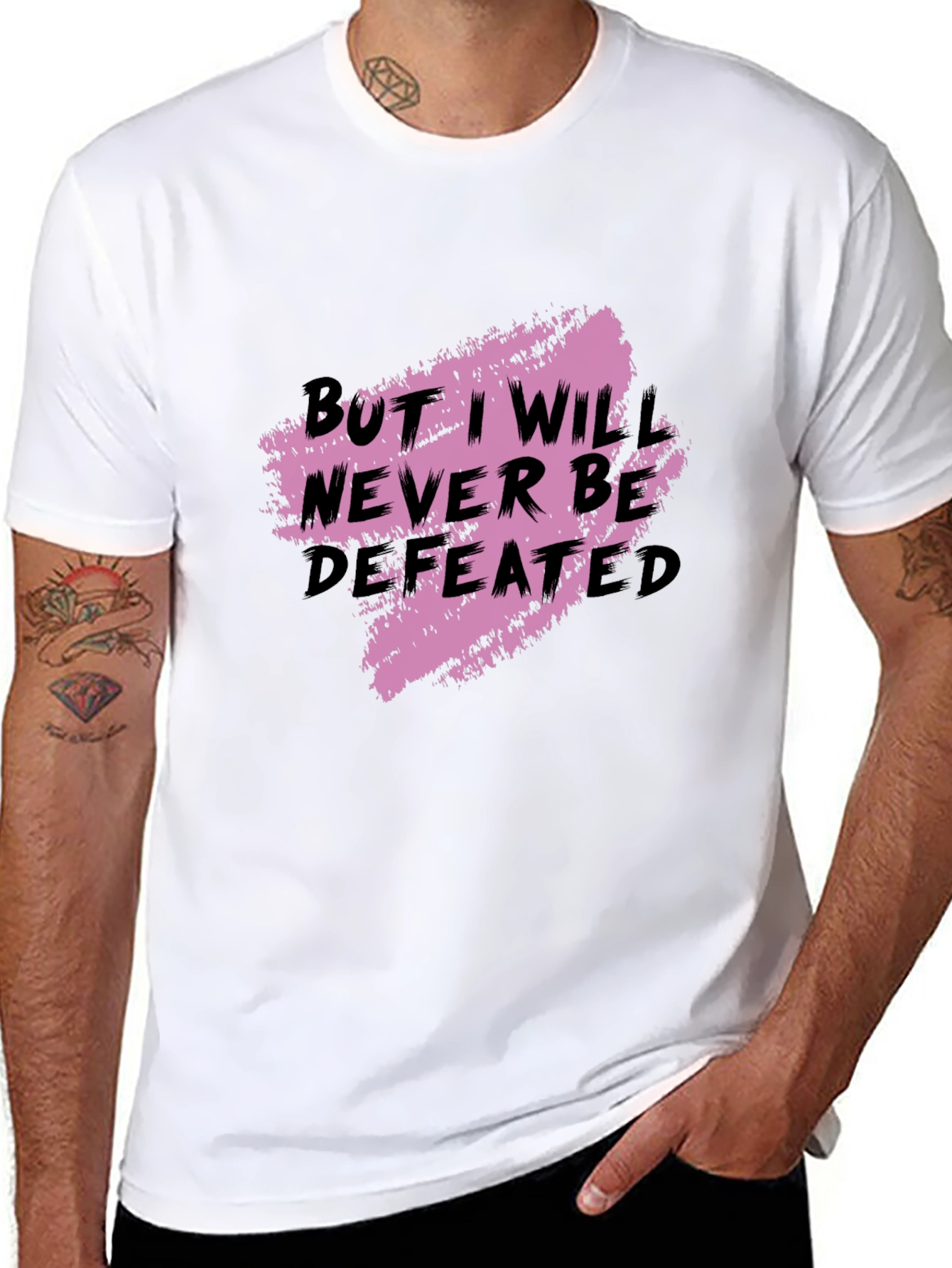 Black Never Be Defeated Graphic T-Shirt view 8