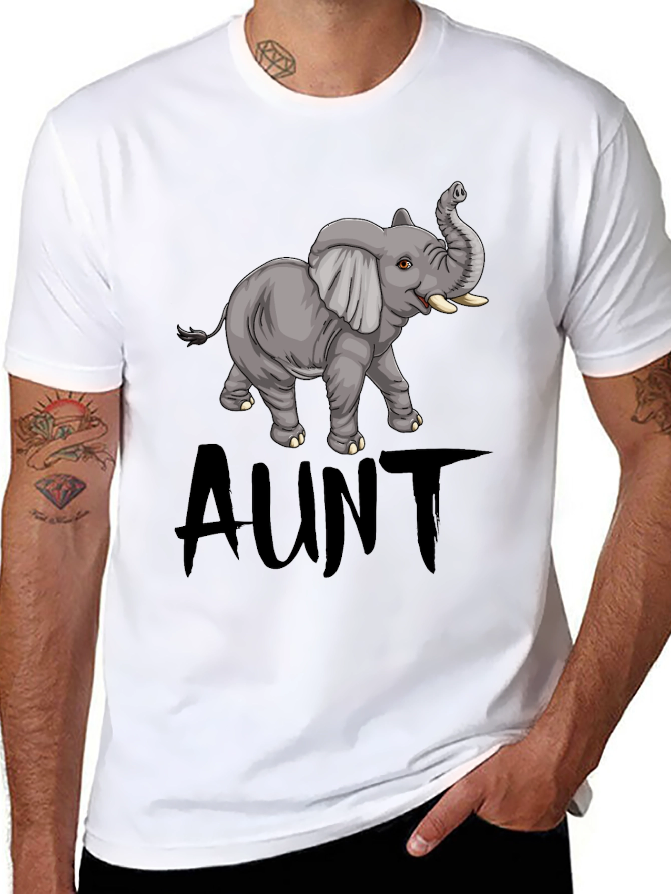 Black Cute Aunt Elephant Graphic Tee - Black view 8