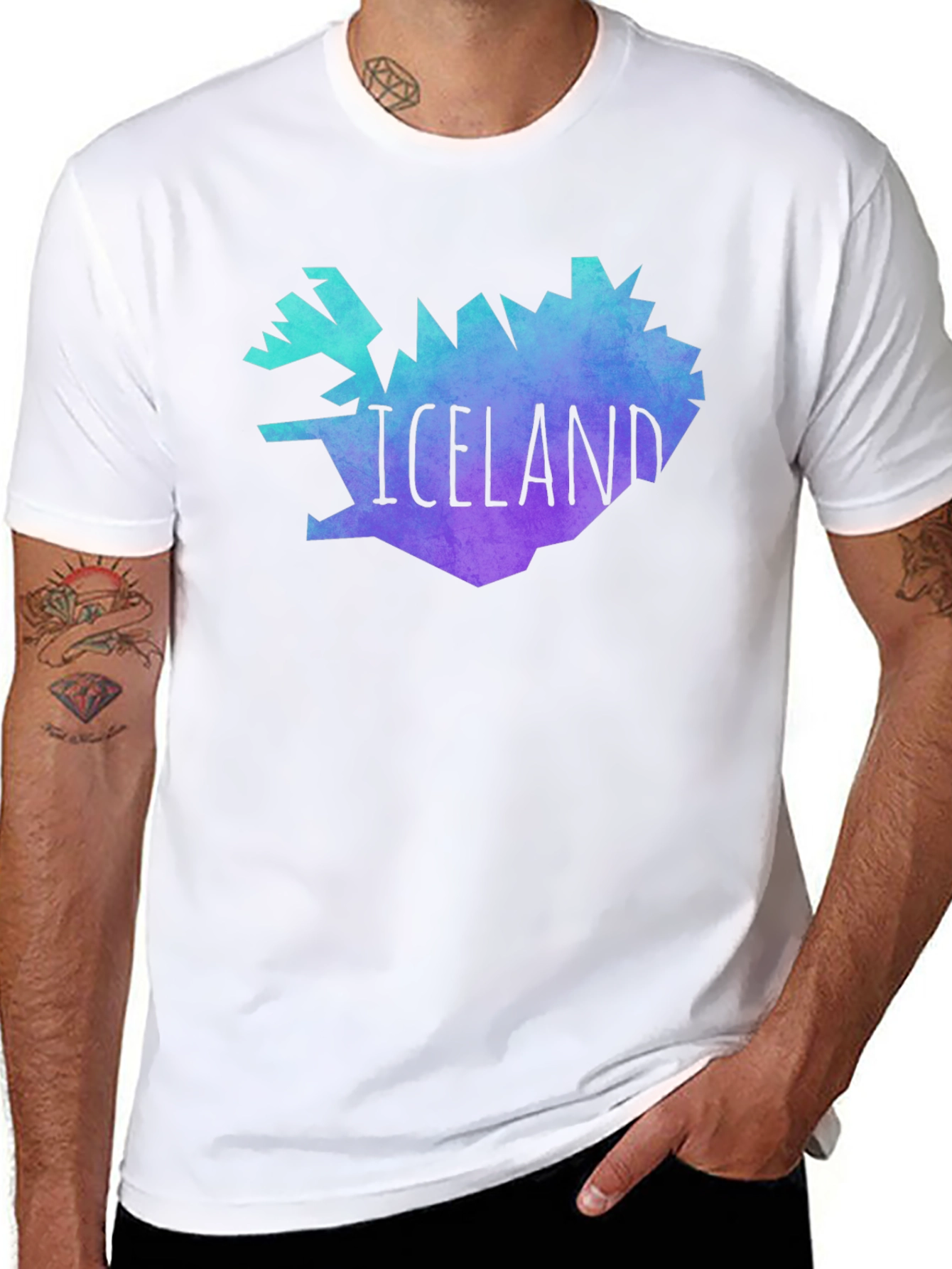 Black Iceland Map Graphic Tee - Black Unisex T-Shirt view 8