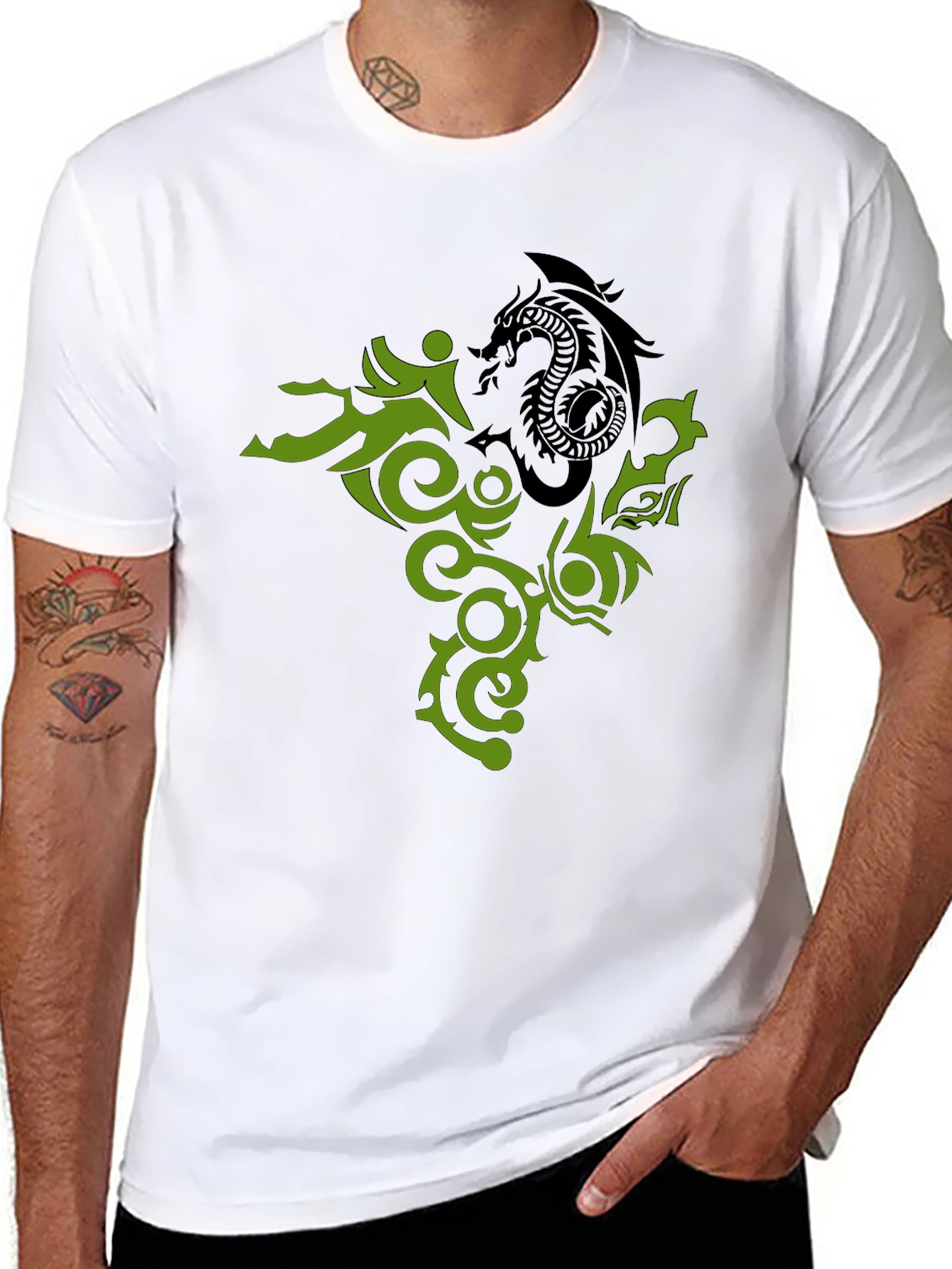 Black Dragon Tattoo Graphic Black T-Shirt view 8