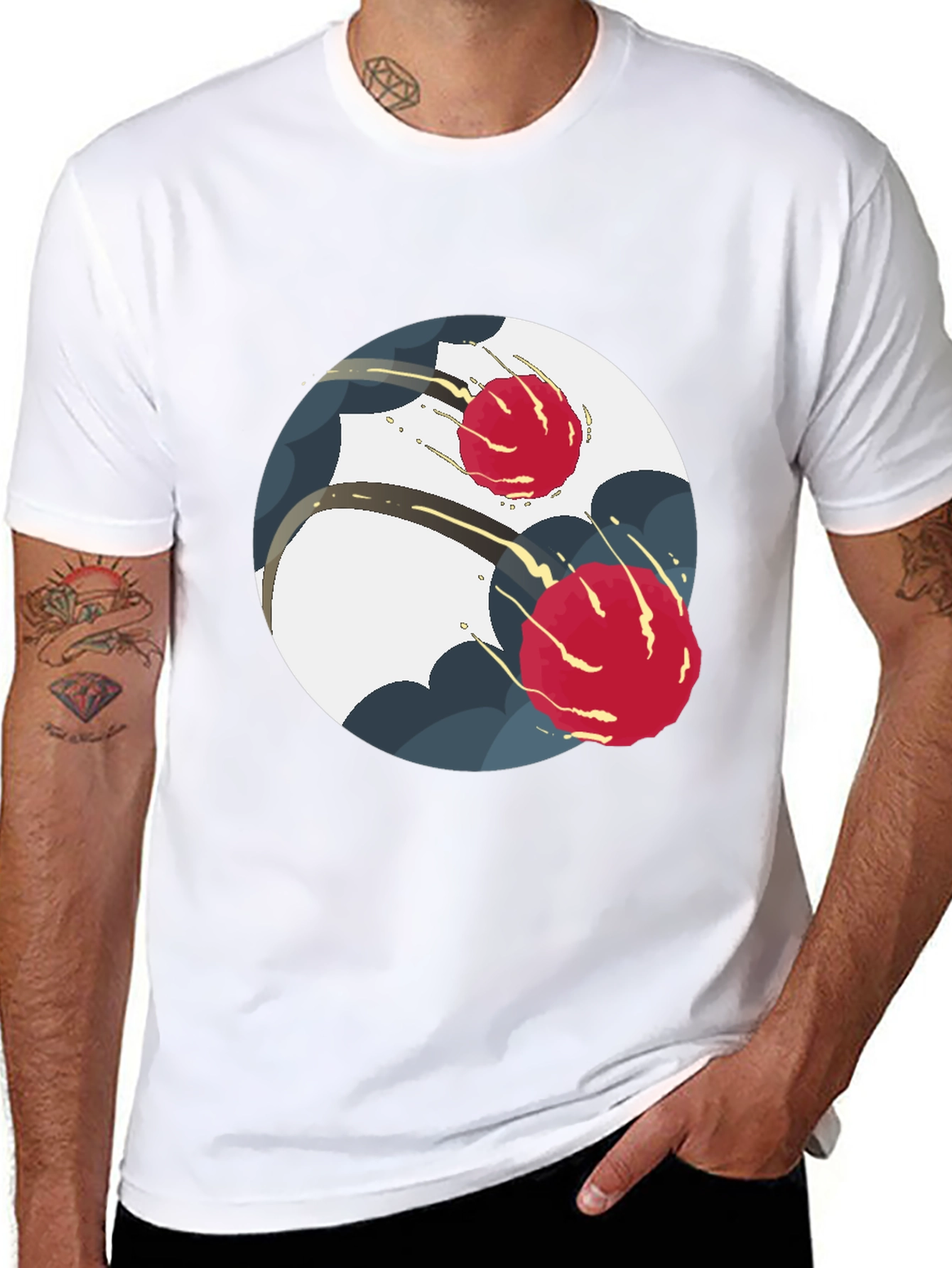 Black Modern Yin Yang Graphic Tee - Black view 8