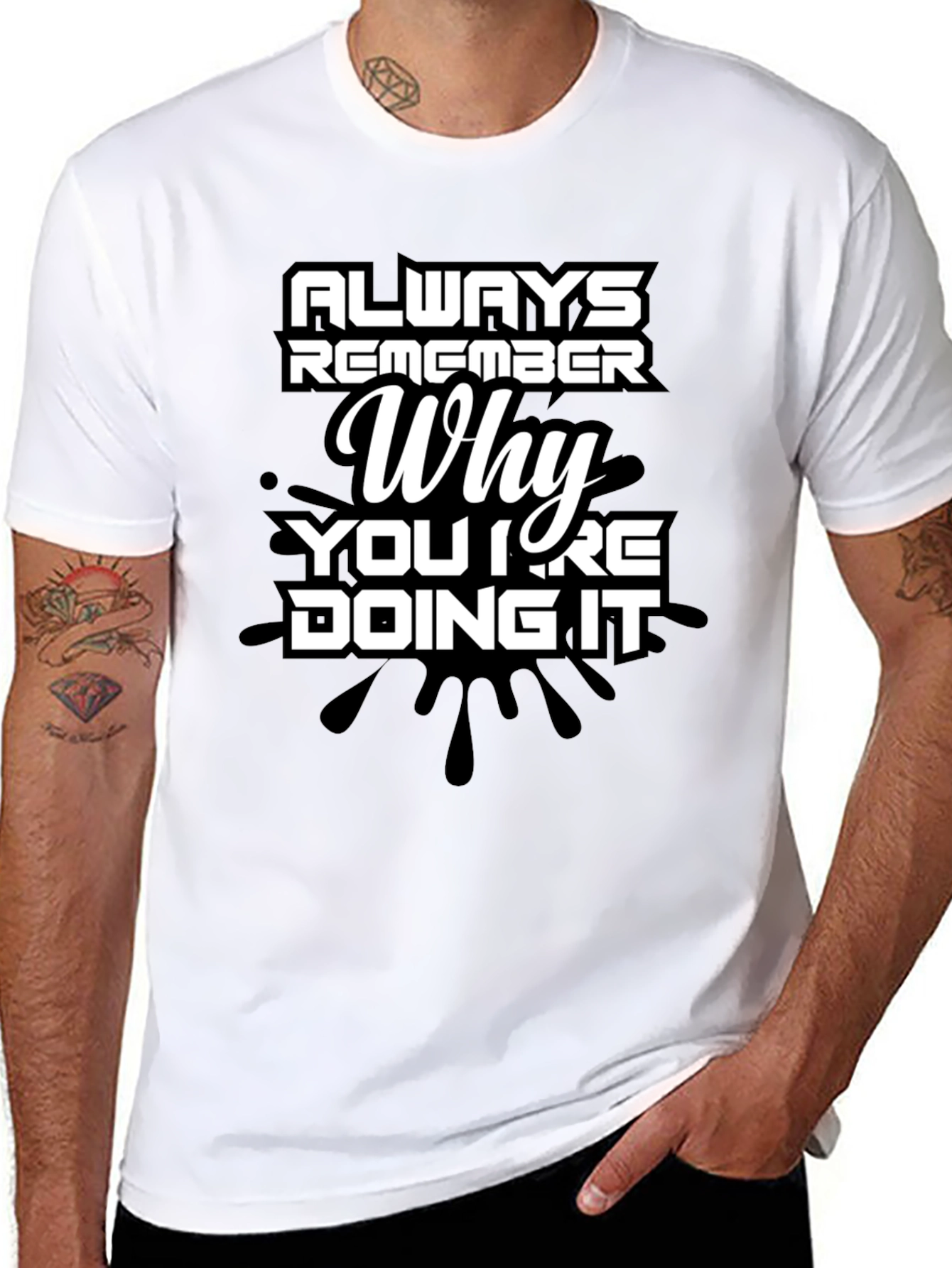 Black Always Remember Why Men's T-Shirt - Motivational Quote Tee view 8