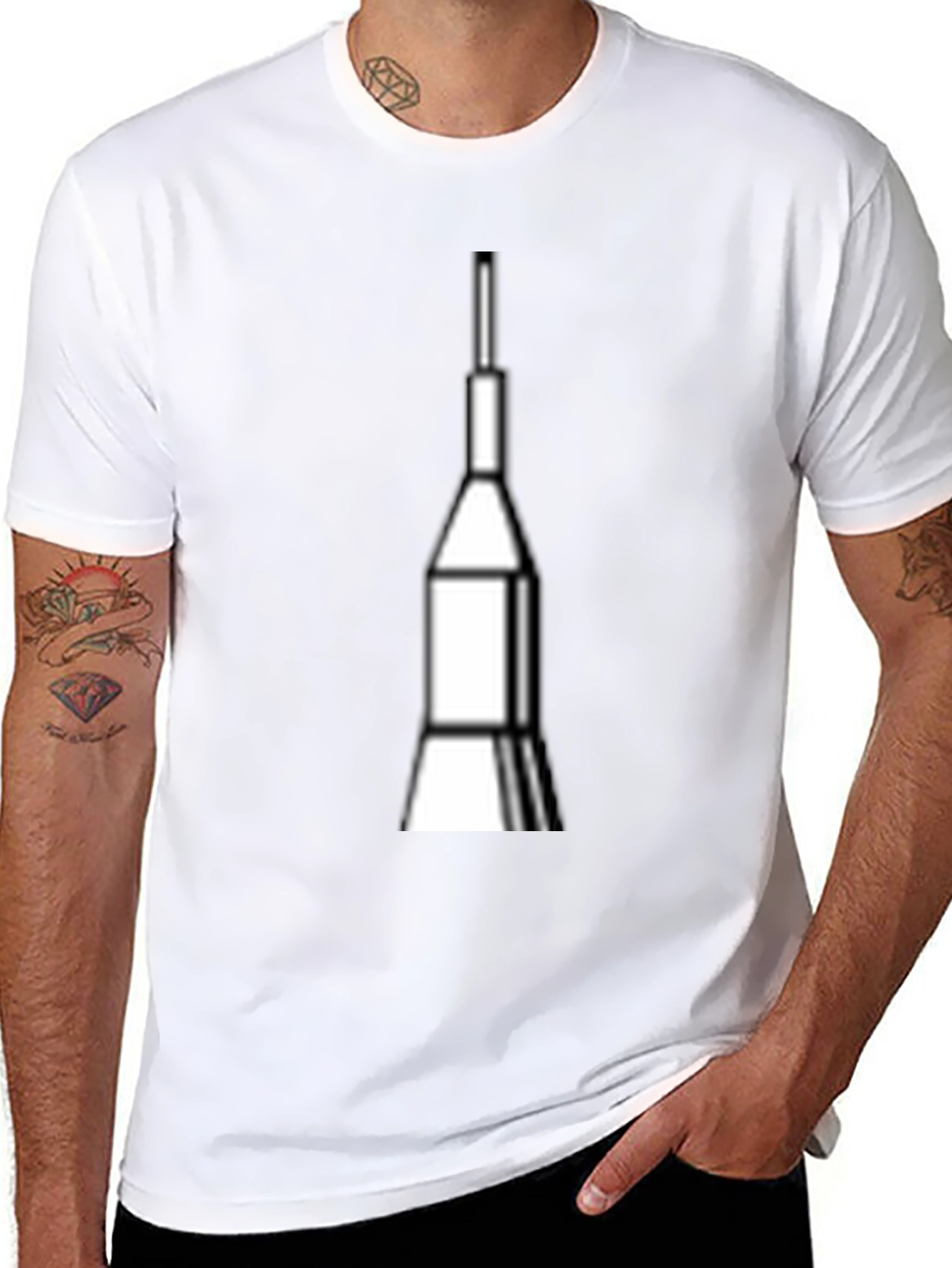 Black Rocket Graphic Tee - Space Launch Design T-Shirt view 8